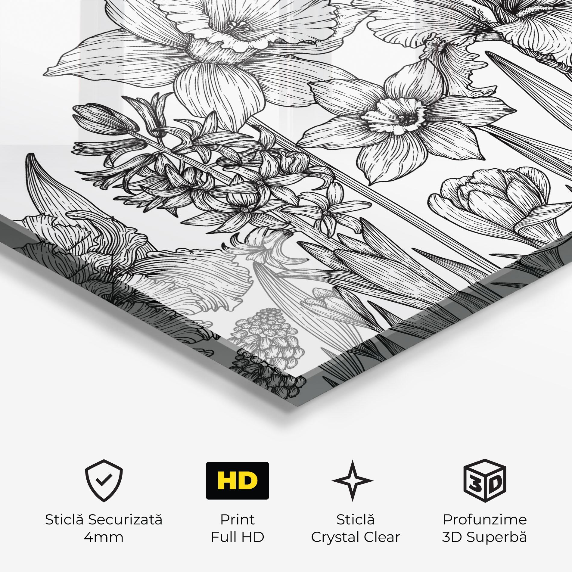 Tablou Sticla Black Line Plant mockup 3