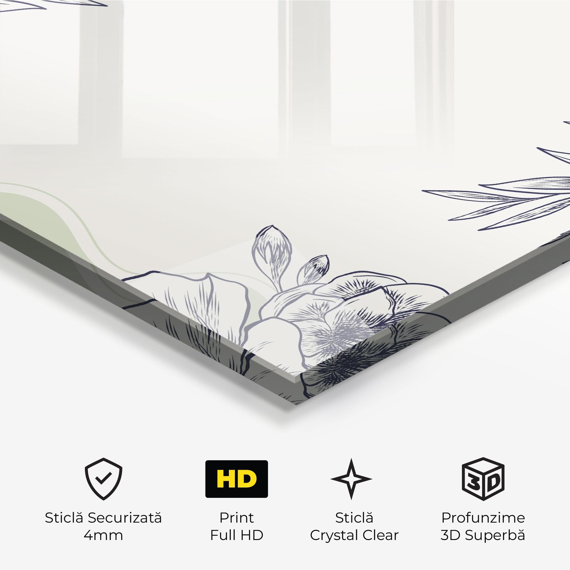 Tablou Sticla Blue Line Green mockup 3