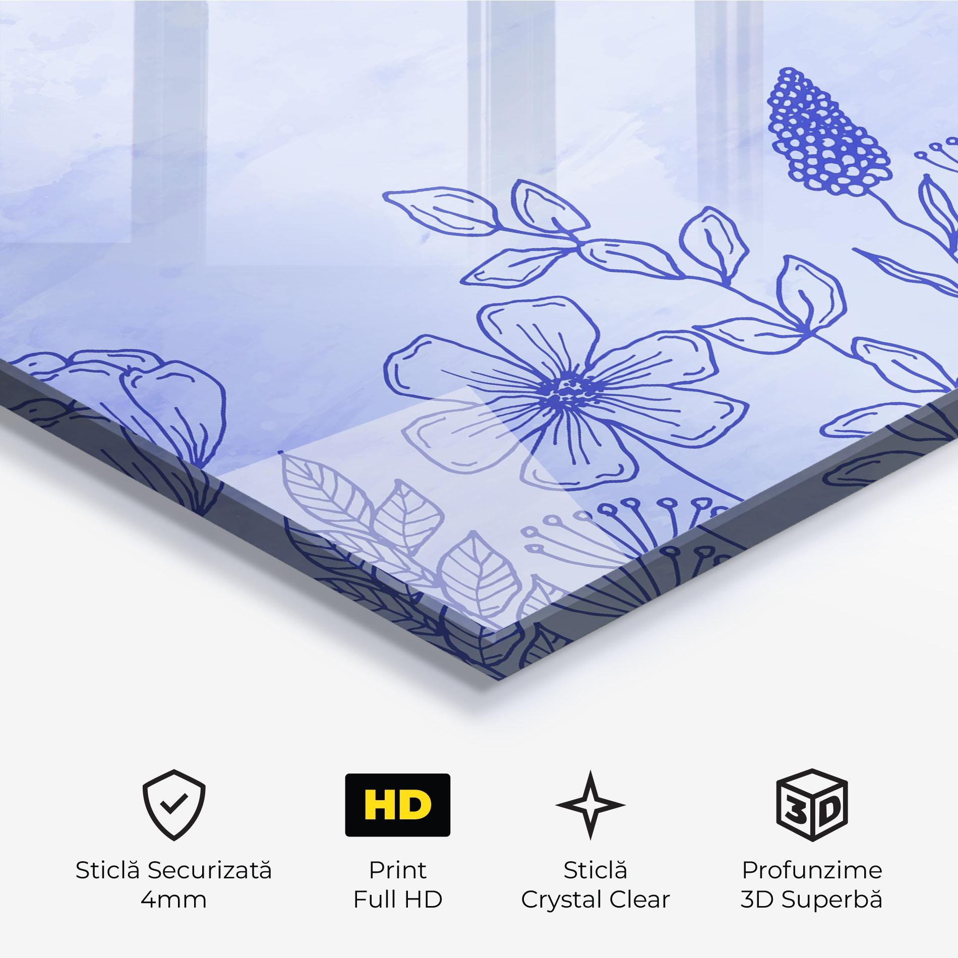Tablou Sticla Blue Line Plant mockup 3