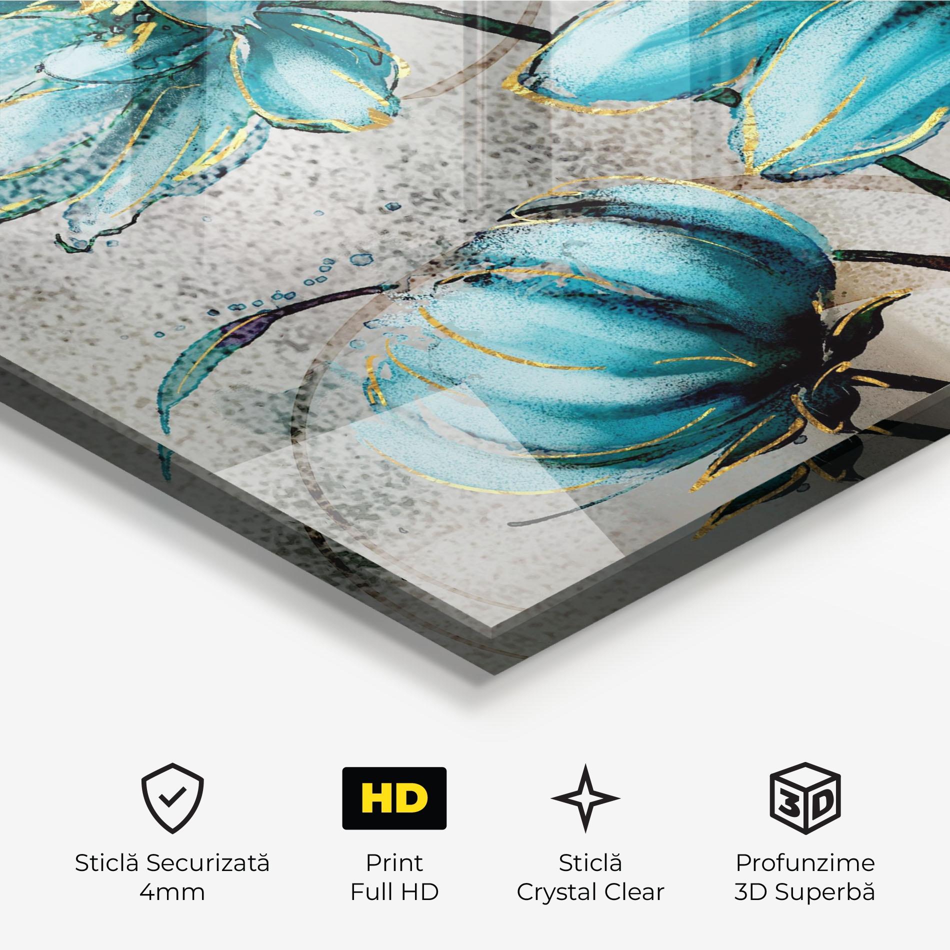 Tablou Sticla Bujori Albastri mockup 3