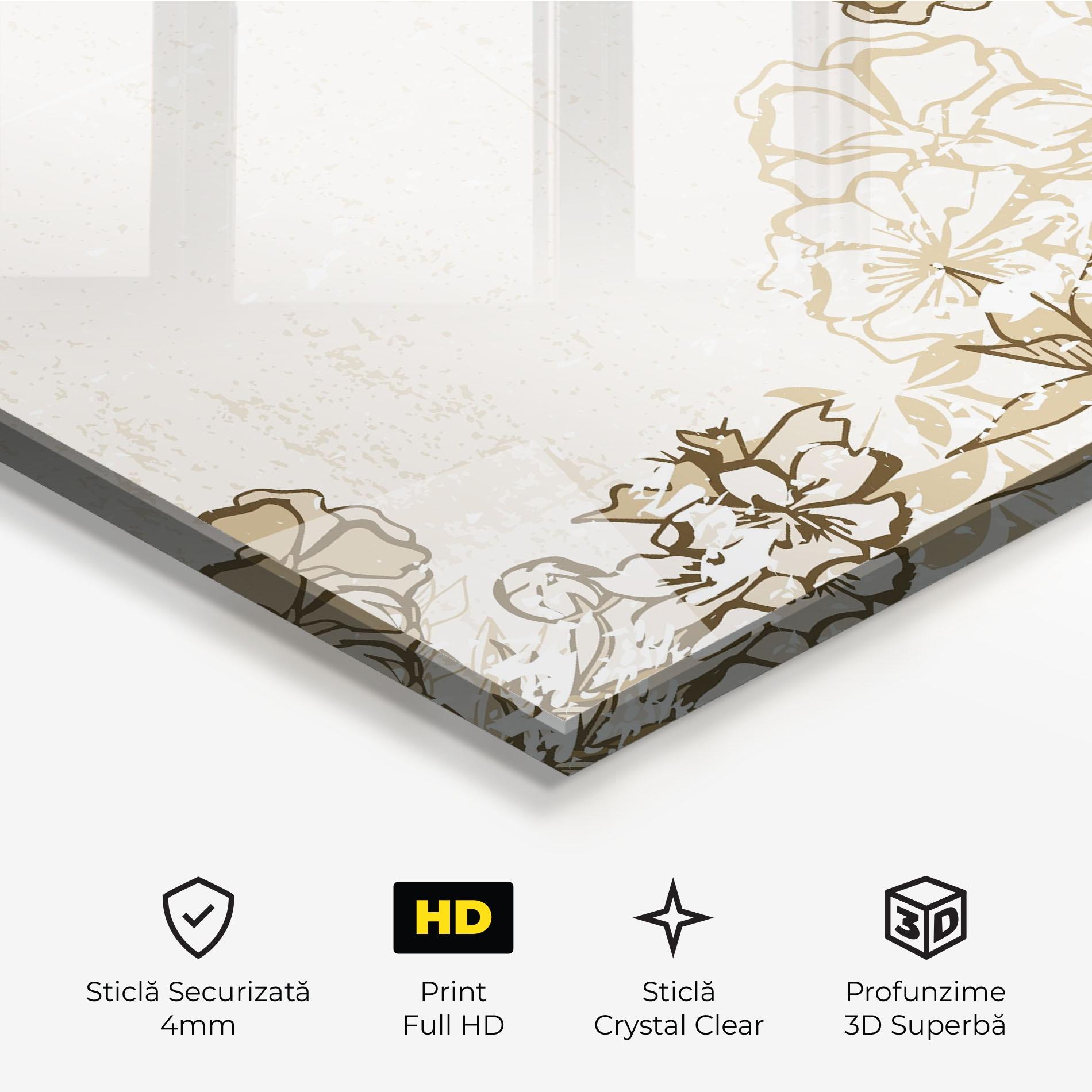 Tablou Sticla Cream Brown Flower mockup 3
