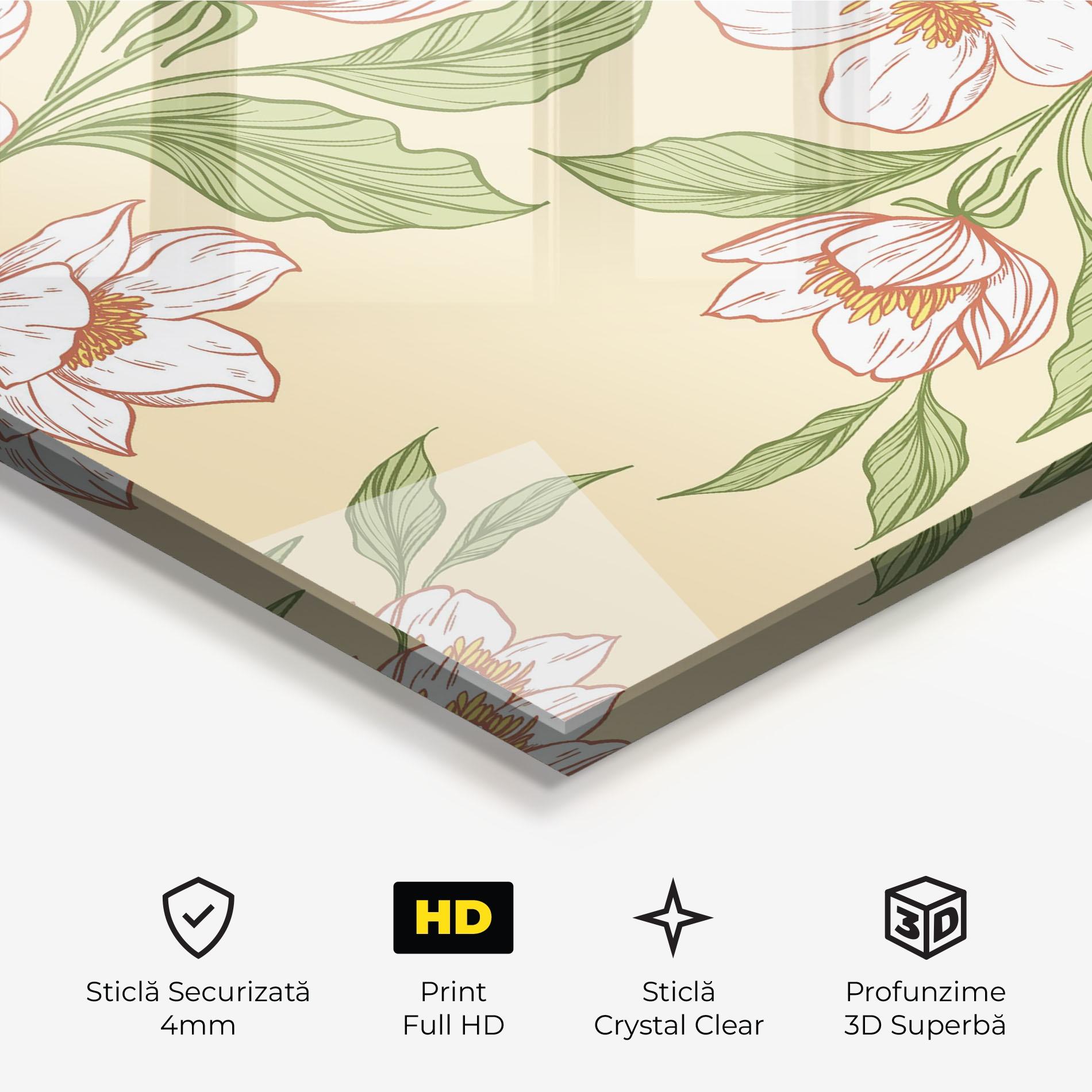 Tablou Sticla Cream Flower White mockup 3