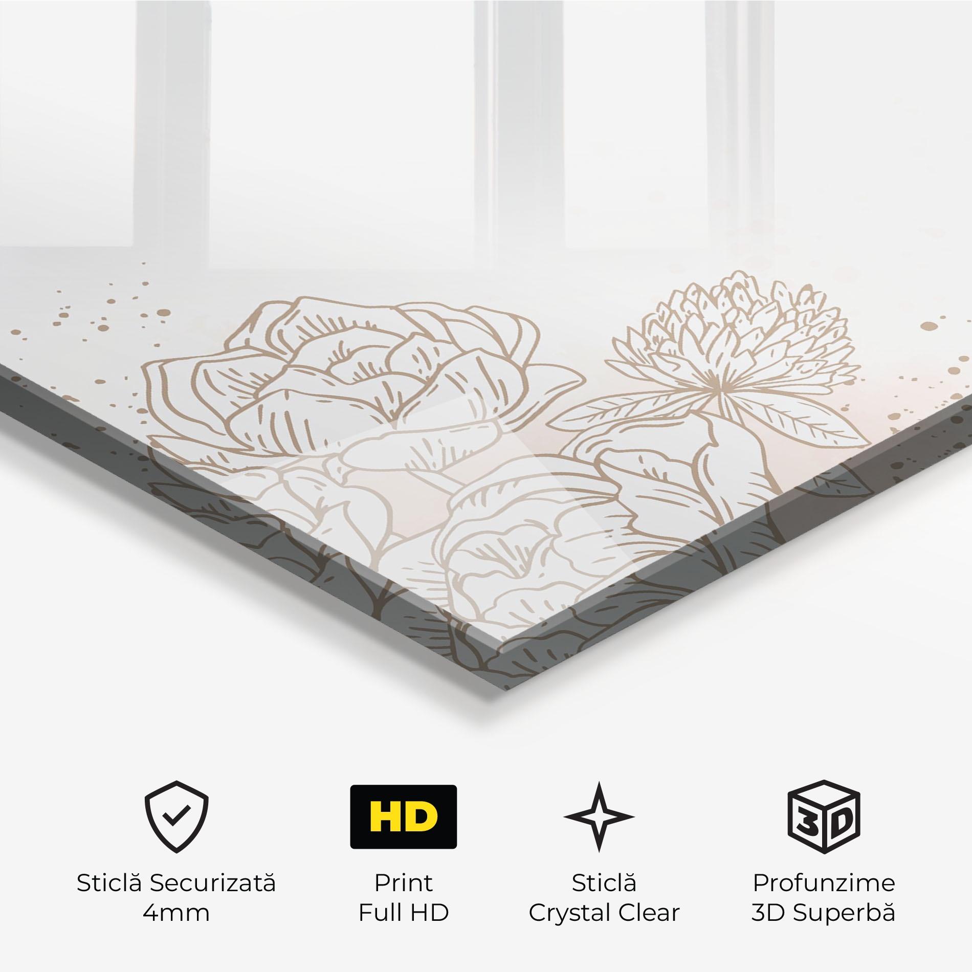 Tablou Sticla Cream Line Flower mockup 3