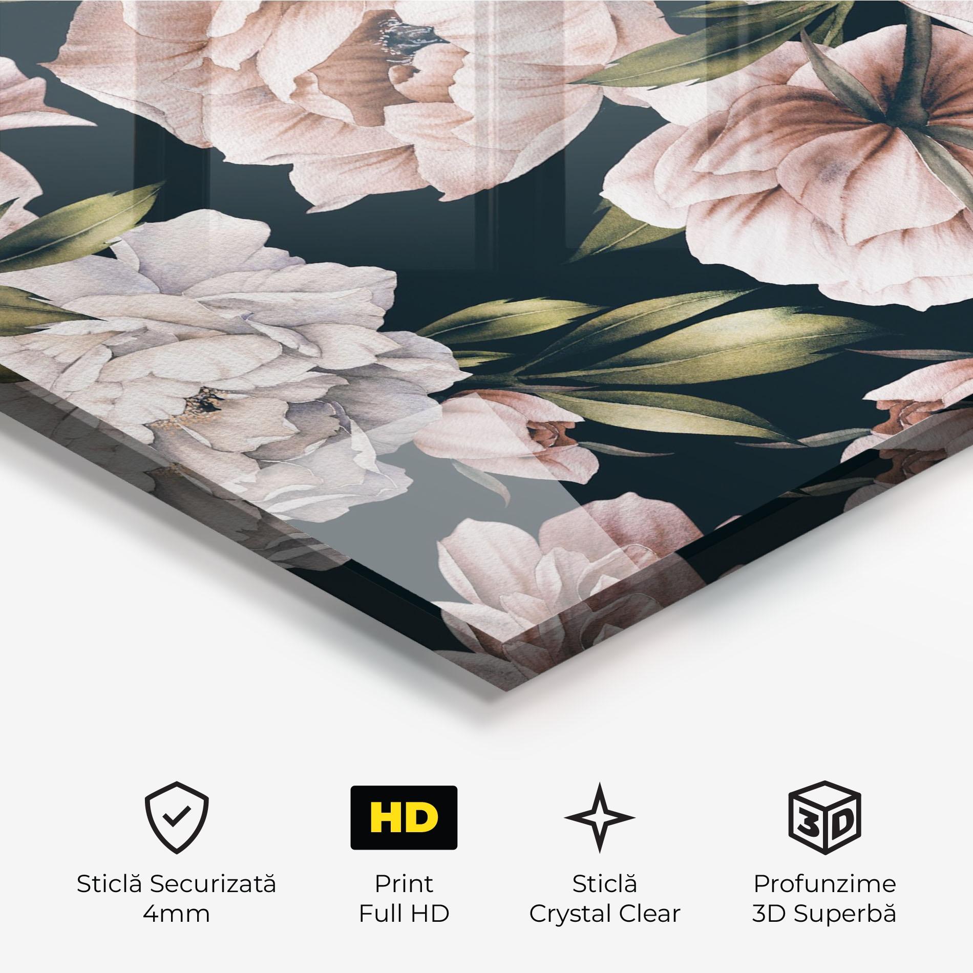 Tablou Sticla Flori De Bujori mockup 3