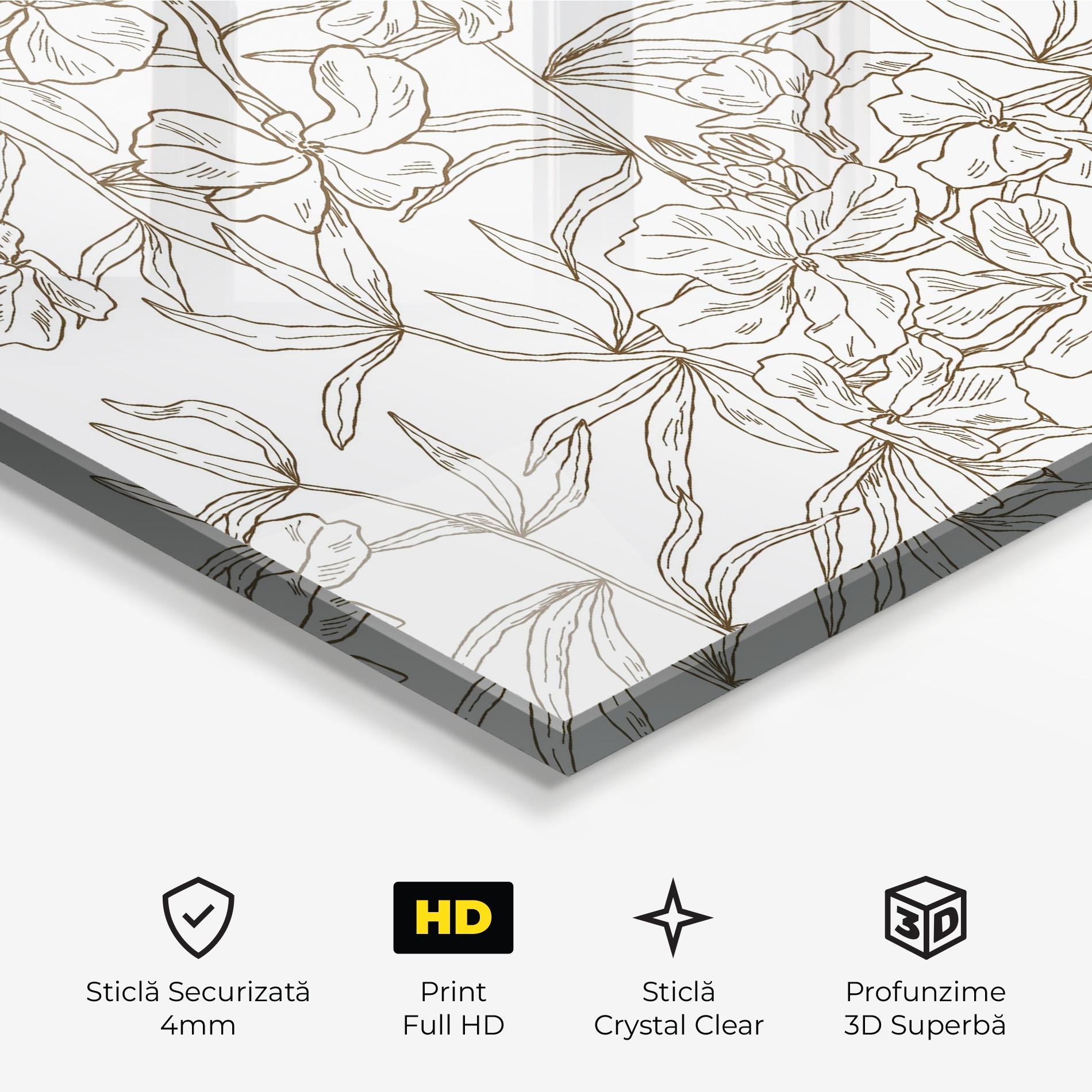 Tablou Sticla Flower Brown Line mockup 3