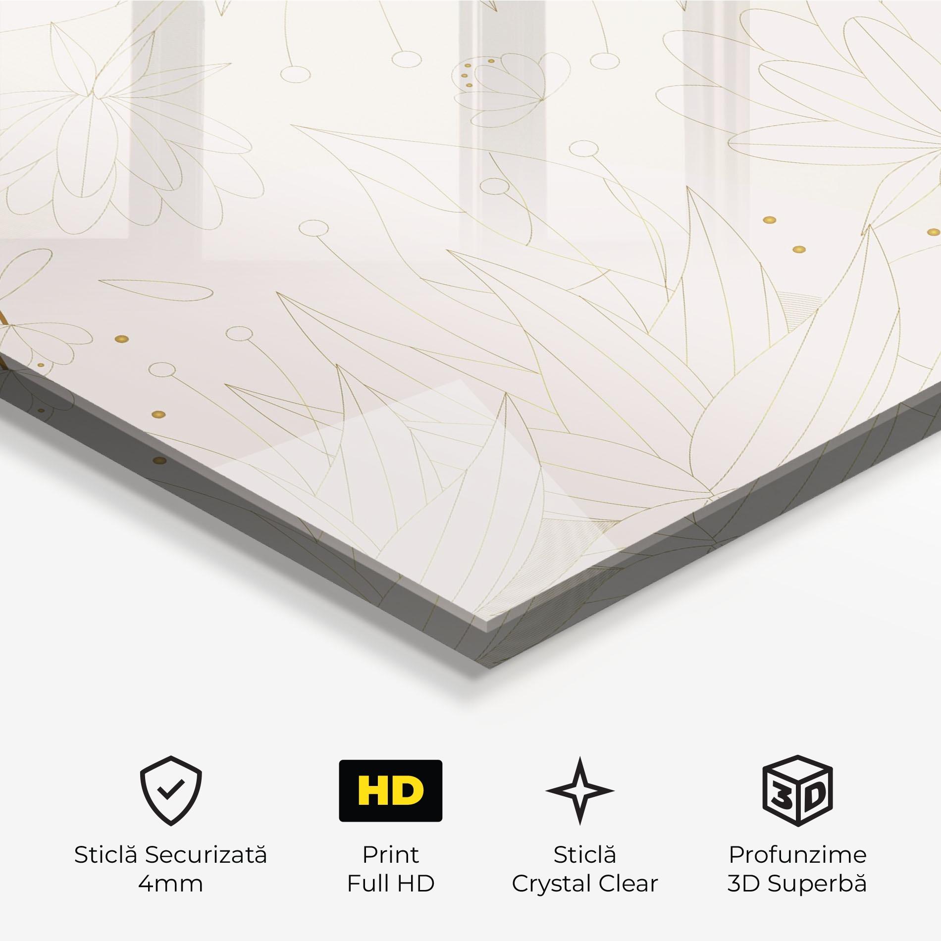 Tablou Sticla Flower Cream Line mockup 3