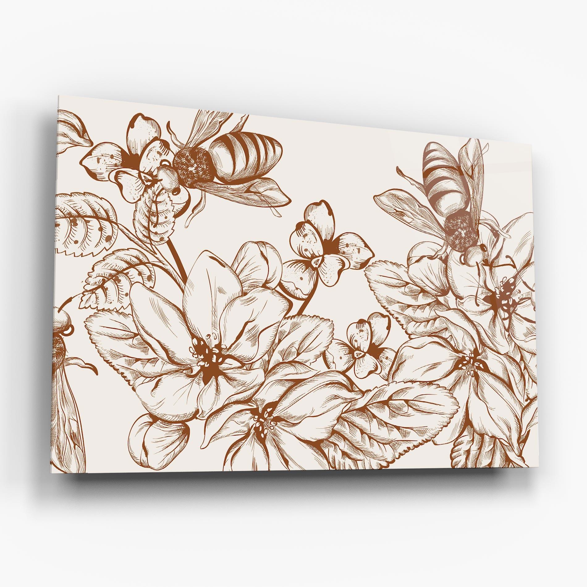 Tablou Sticla Bee Flower Line mockup 6