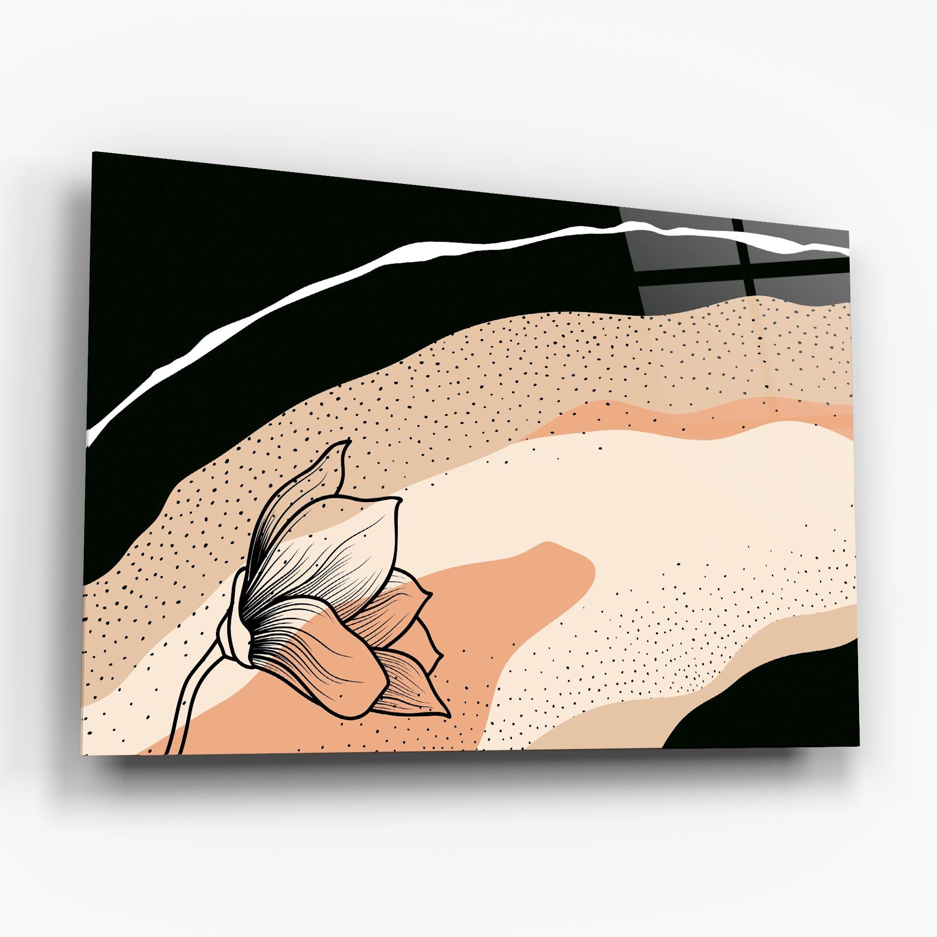 Tablou Sticla Black Line Art Plant mockup 6