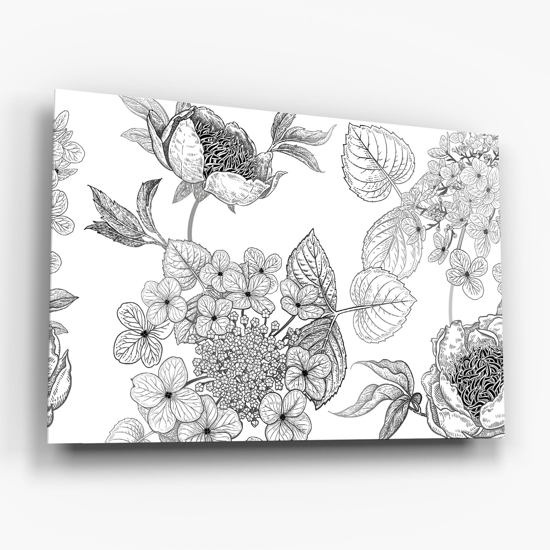 Tablou Sticla Black Line Flower mockup 6