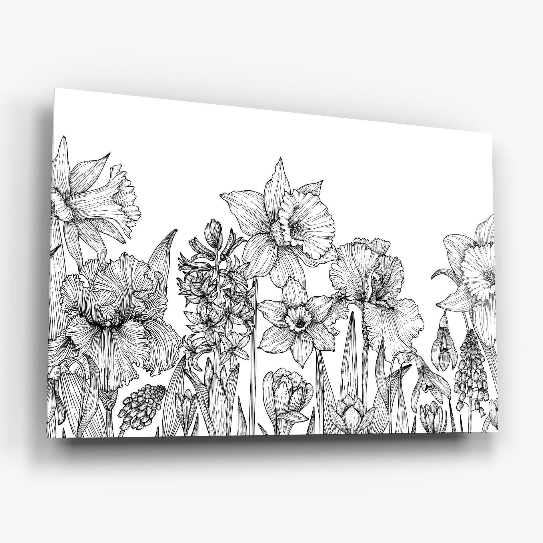 Tablou Sticla Black Line Plant mockup 6