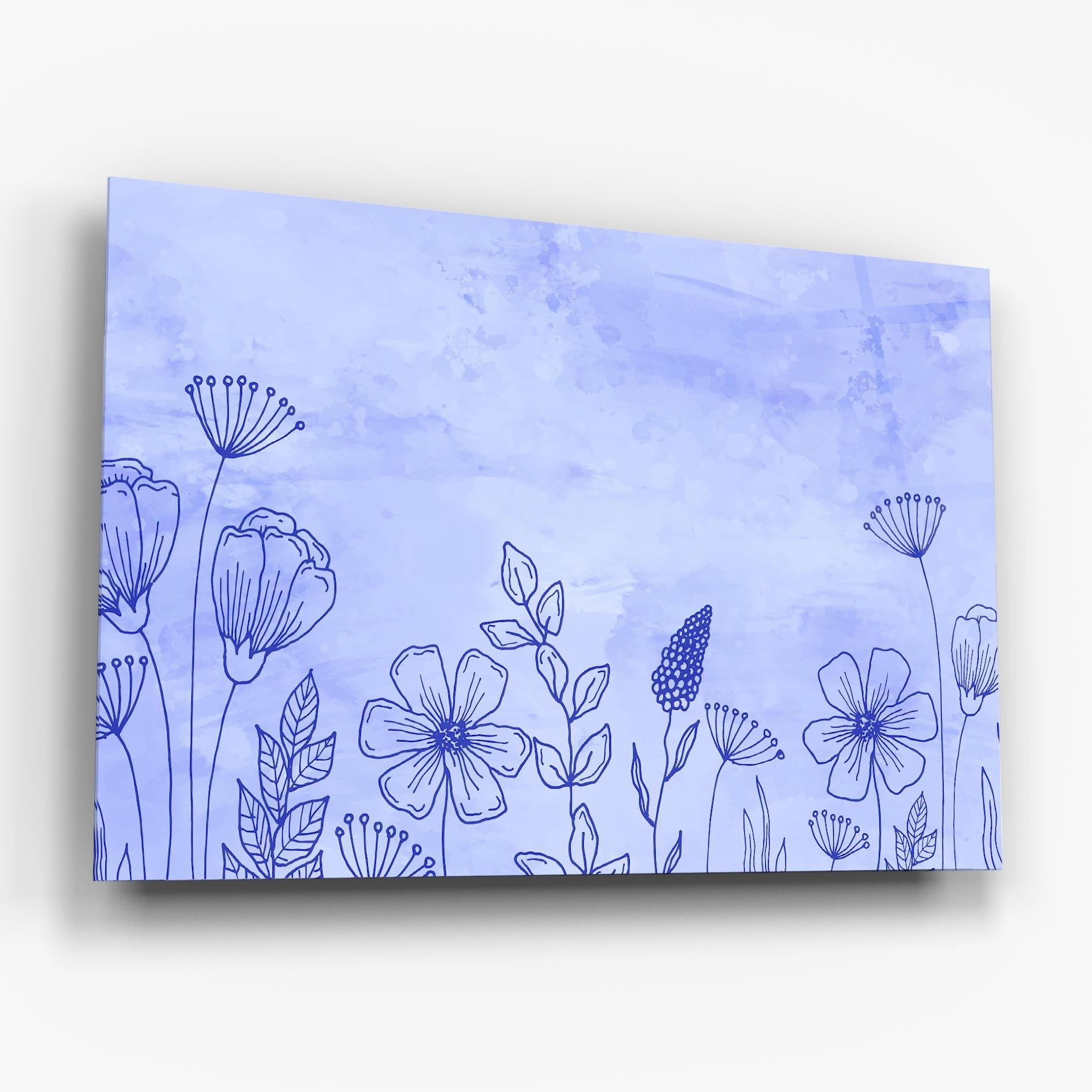 Tablou Sticla Blue Line Plant mockup 6