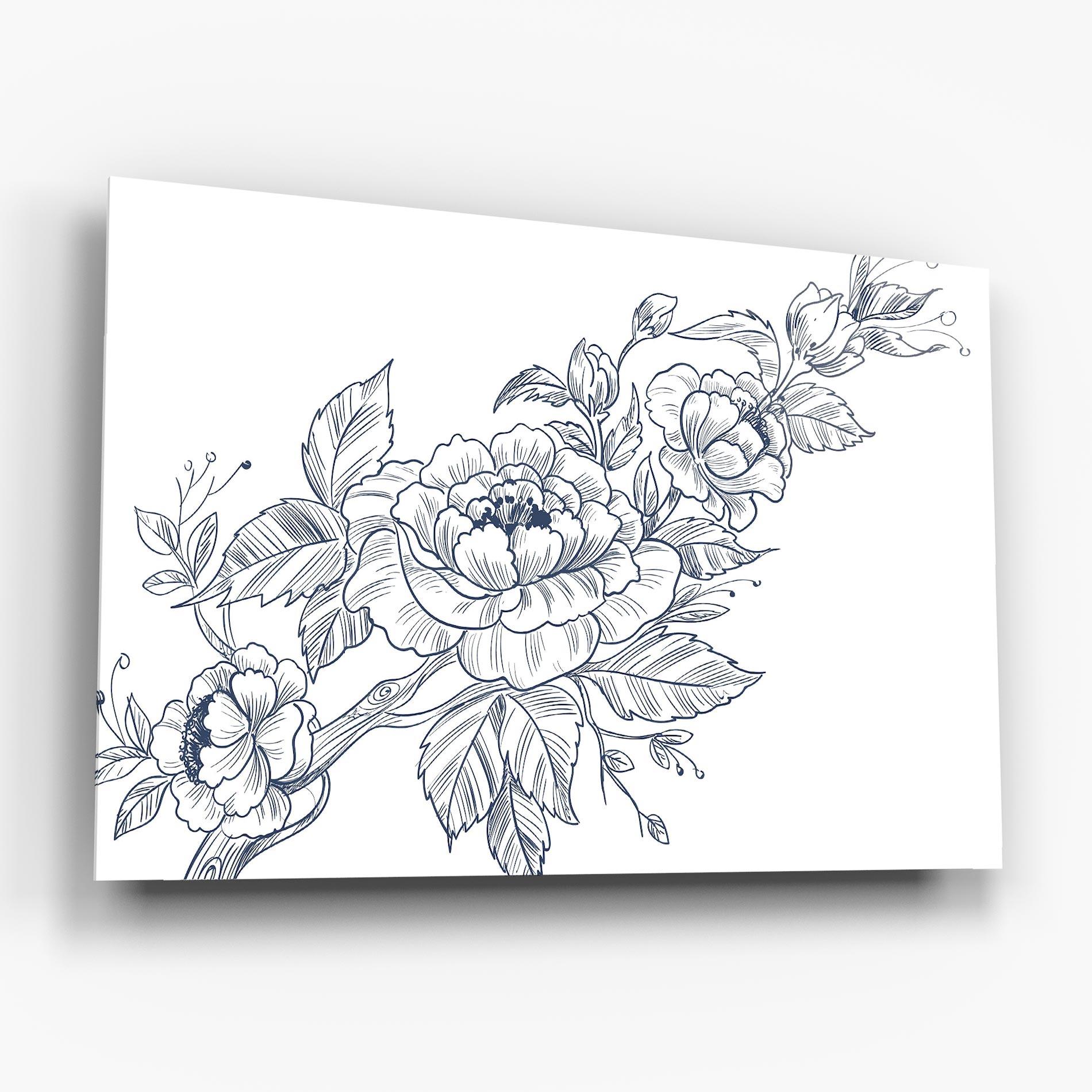 Tablou Sticla Blue Line Roses mockup 6