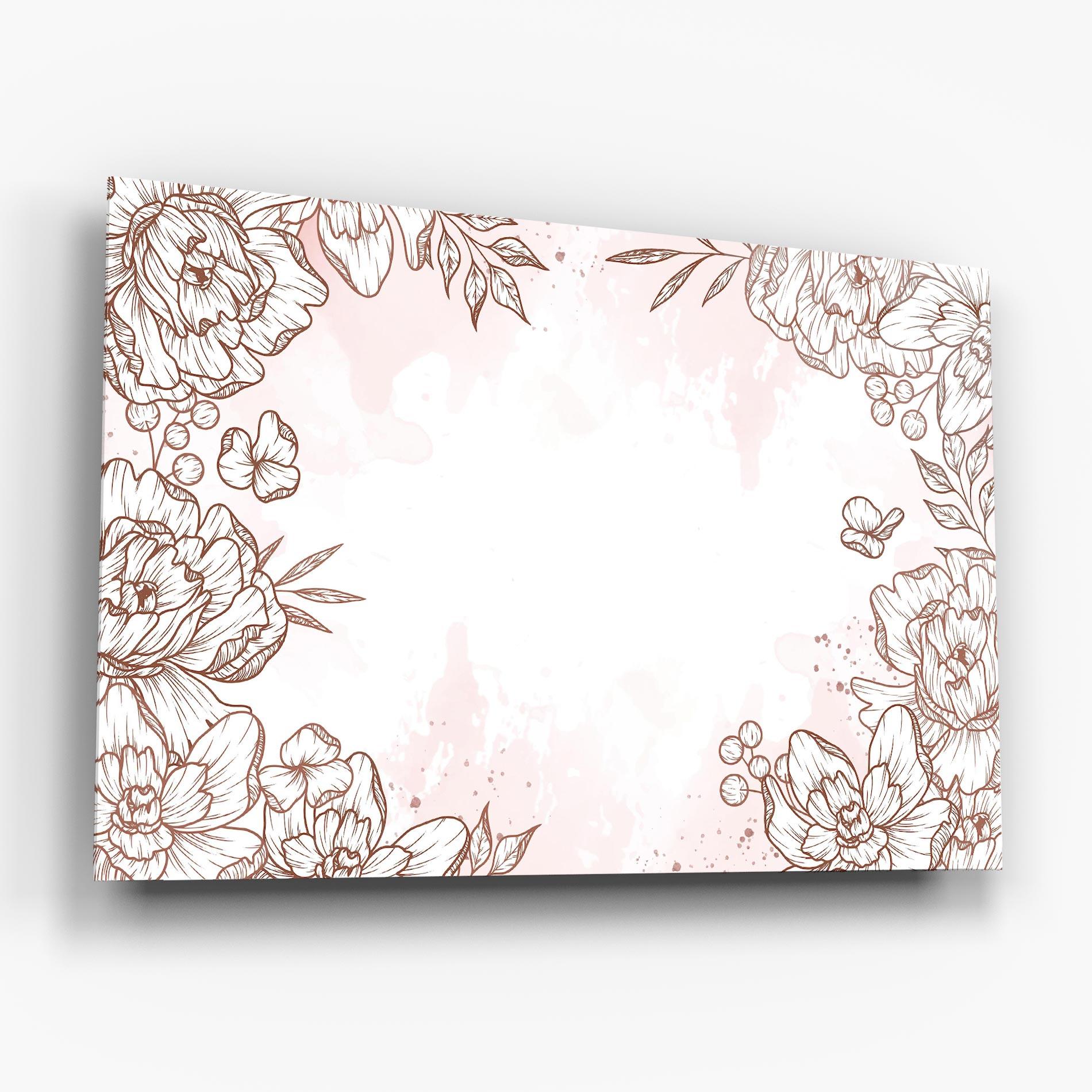 Tablou Sticla Brown Flower Line mockup 6