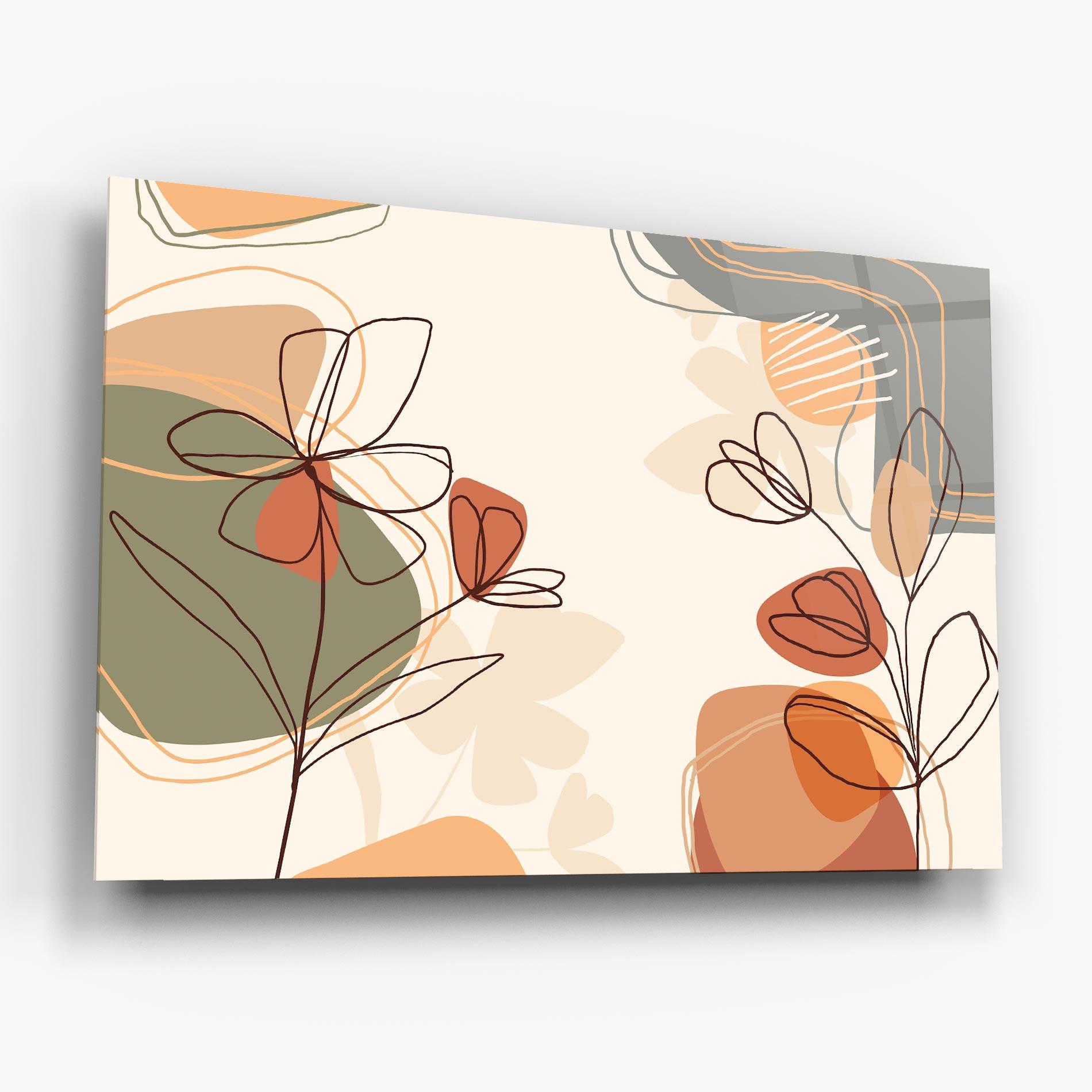 Tablou Sticla Brown Line Plants mockup 6