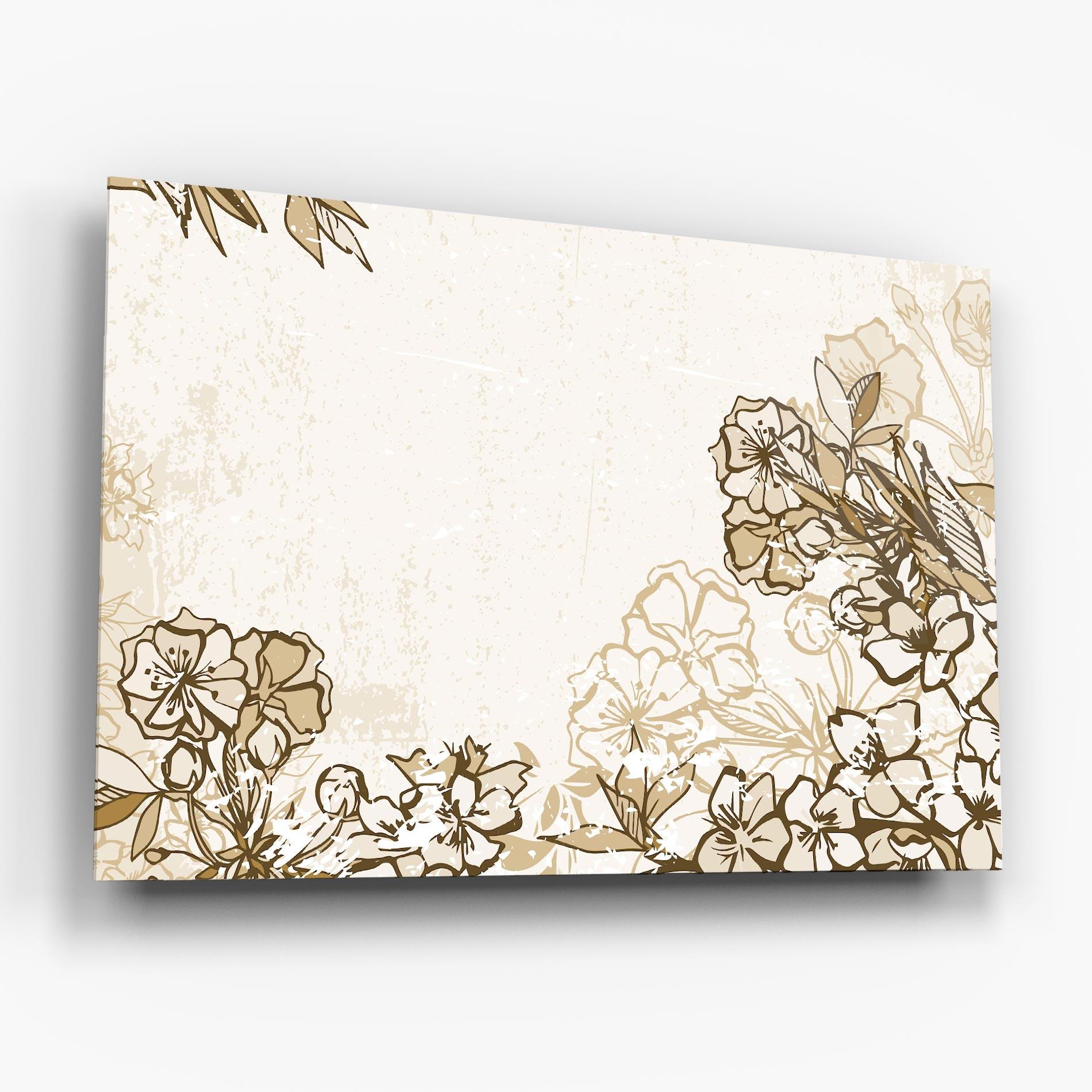 Tablou Sticla Cream Brown Flower mockup 6