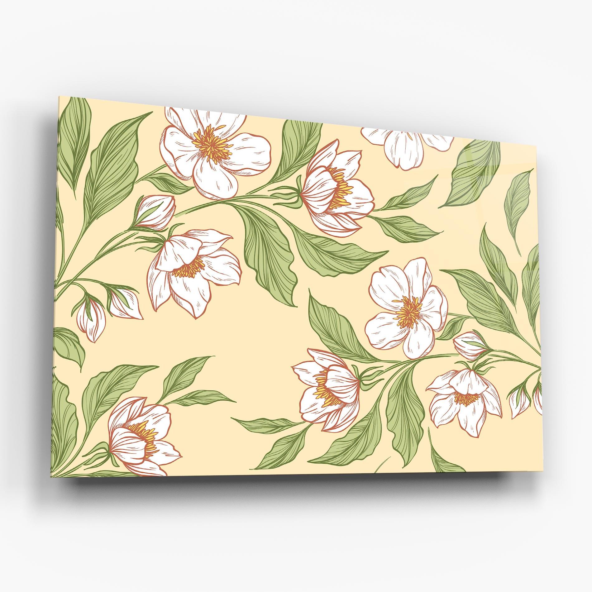 Tablou Sticla Cream Flower White mockup 6