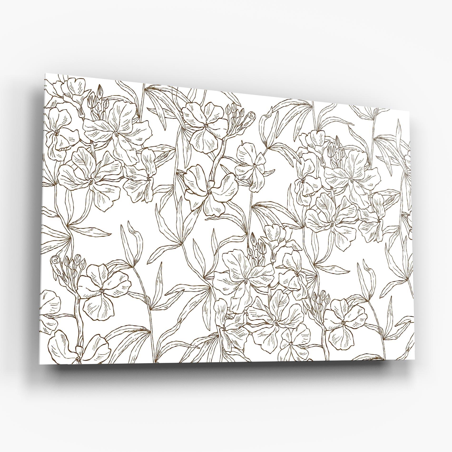Tablou Sticla Flower Brown Line mockup 6