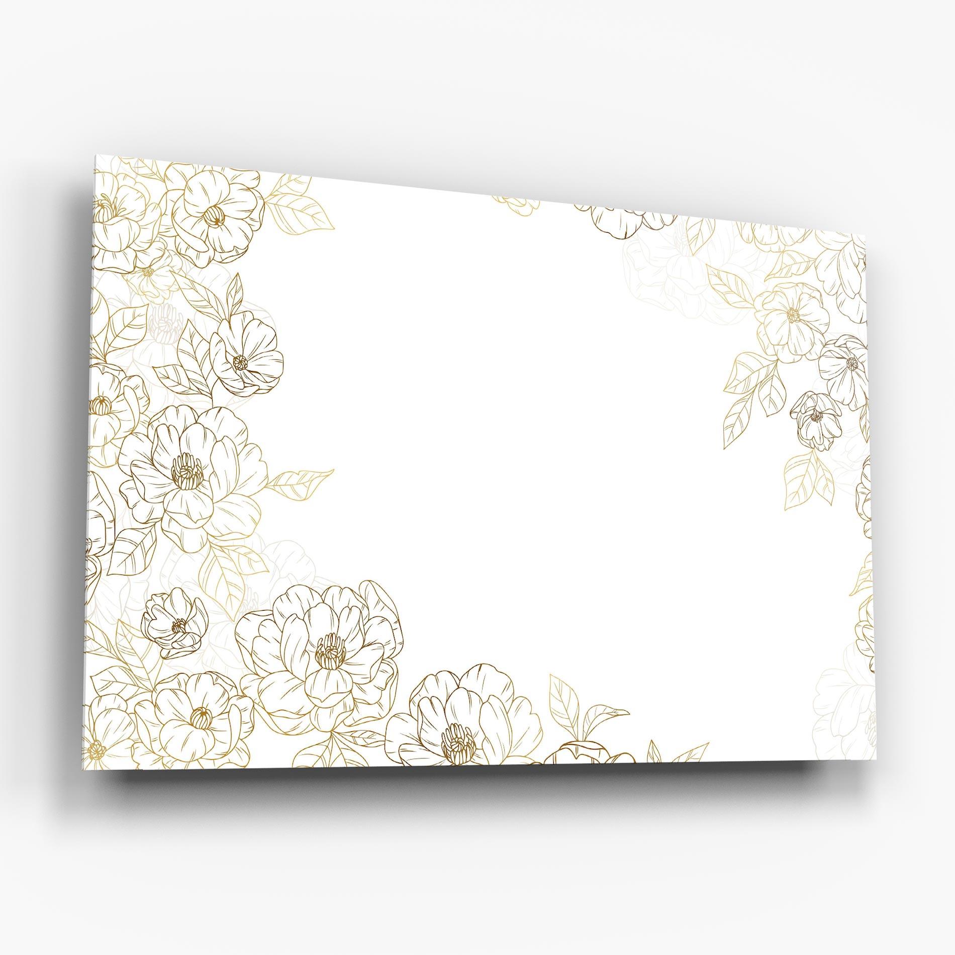 Tablou Sticla Flower Gold Line mockup 6