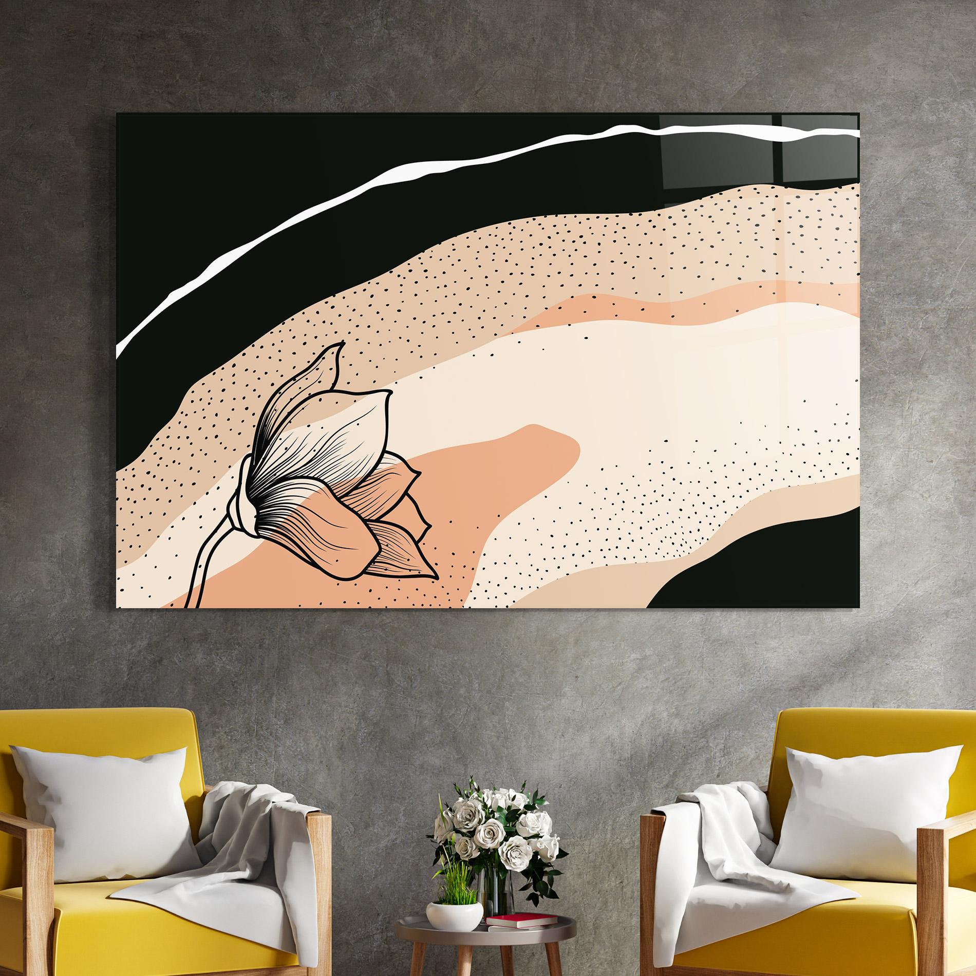 Tablou Sticla Black Line Art Plant mockup 4