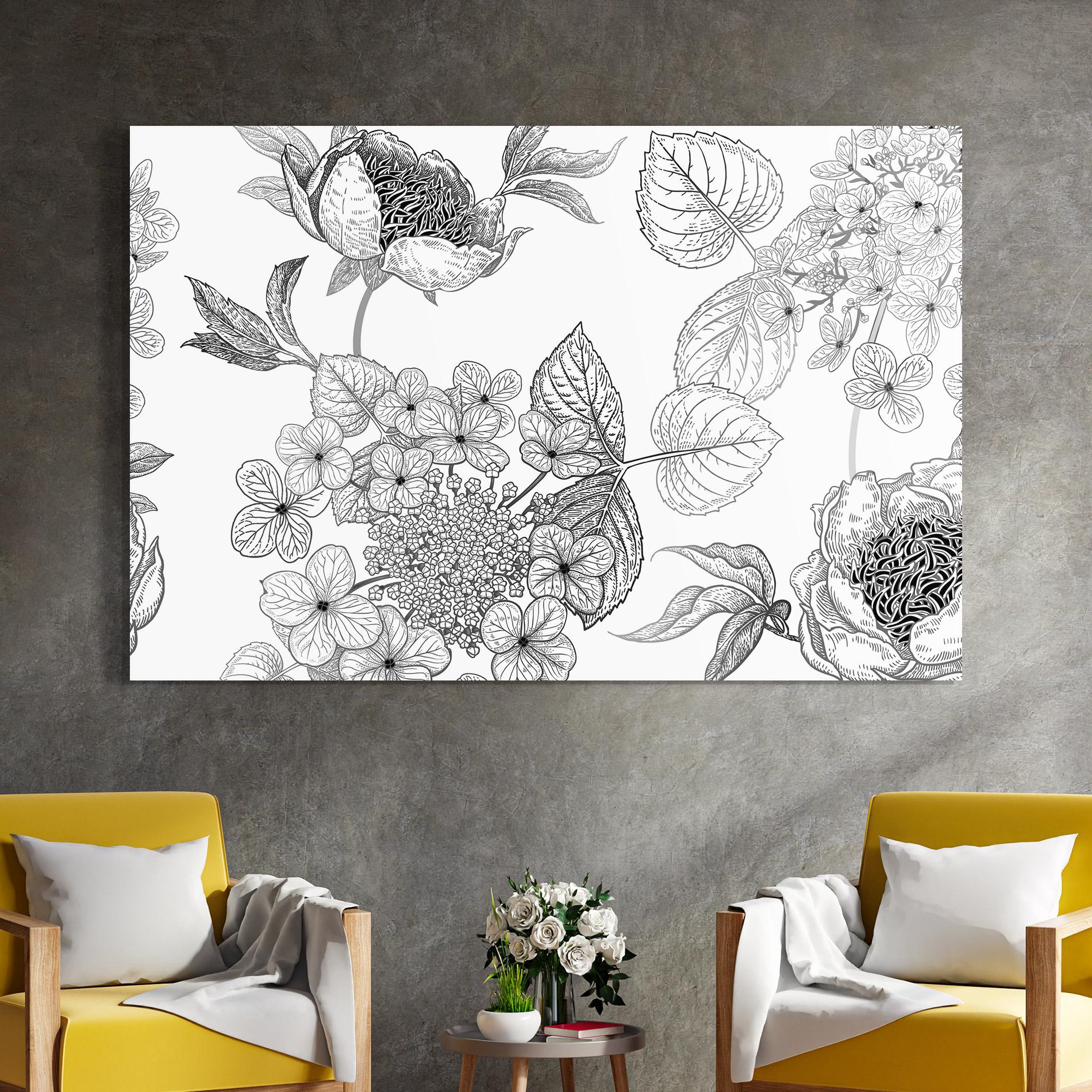 Tablou Sticla Black Line Flower mockup 4