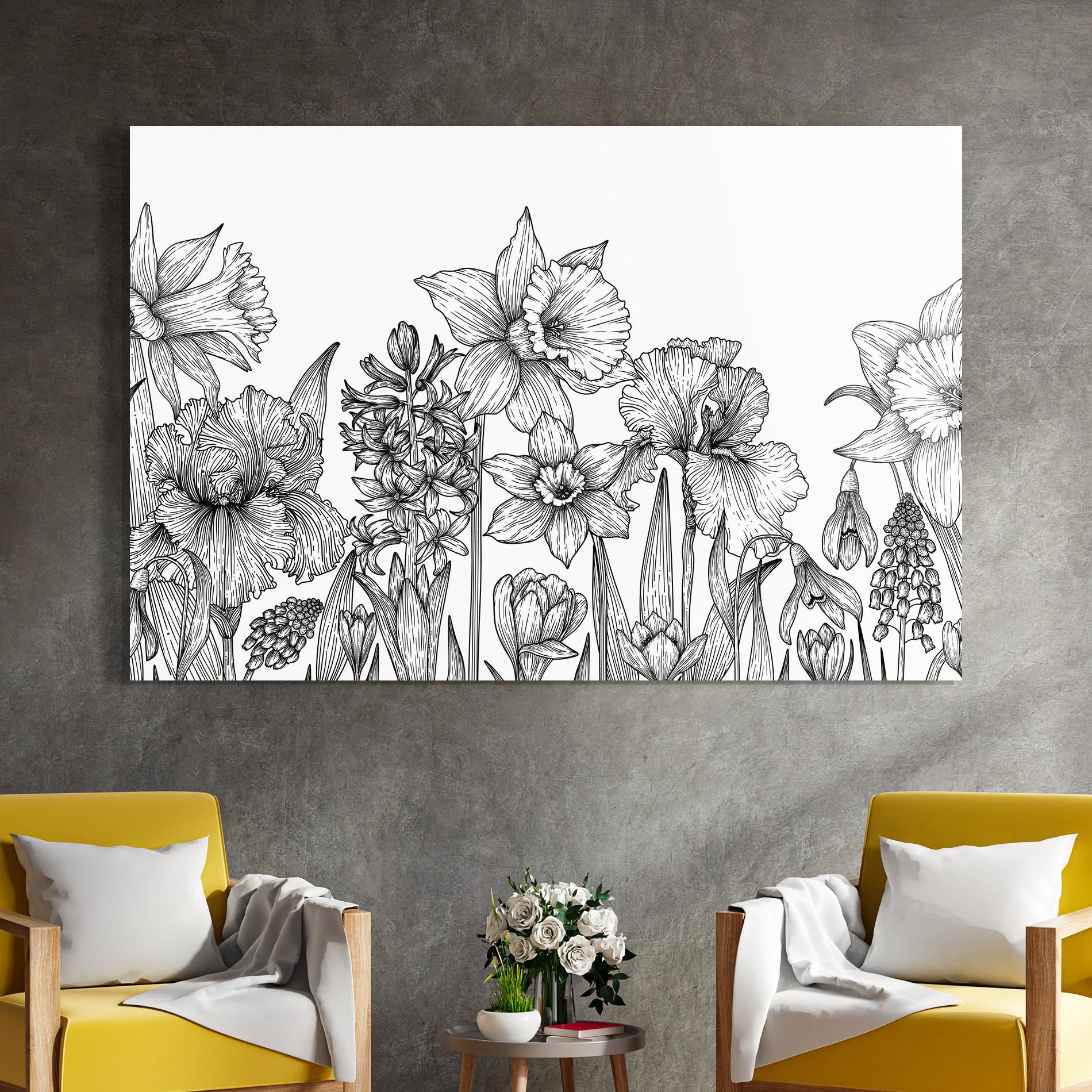 Tablou Sticla Black Line Plant mockup 4