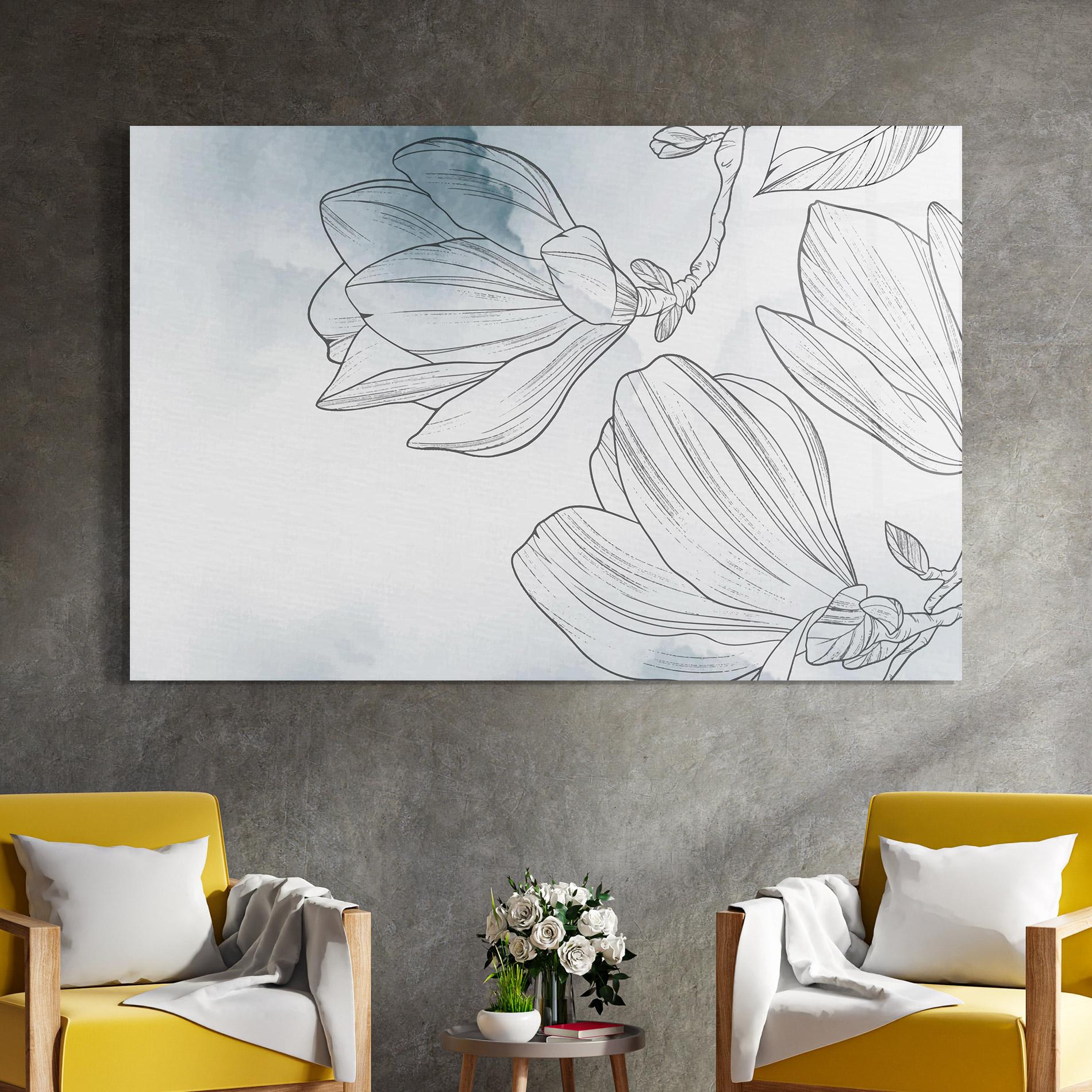 Tablou Sticla Blue Line Flower mockup 4