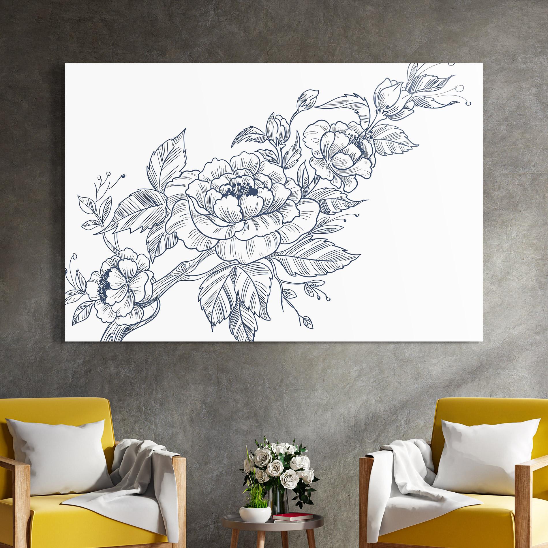 Tablou Sticla Blue Line Roses mockup 4