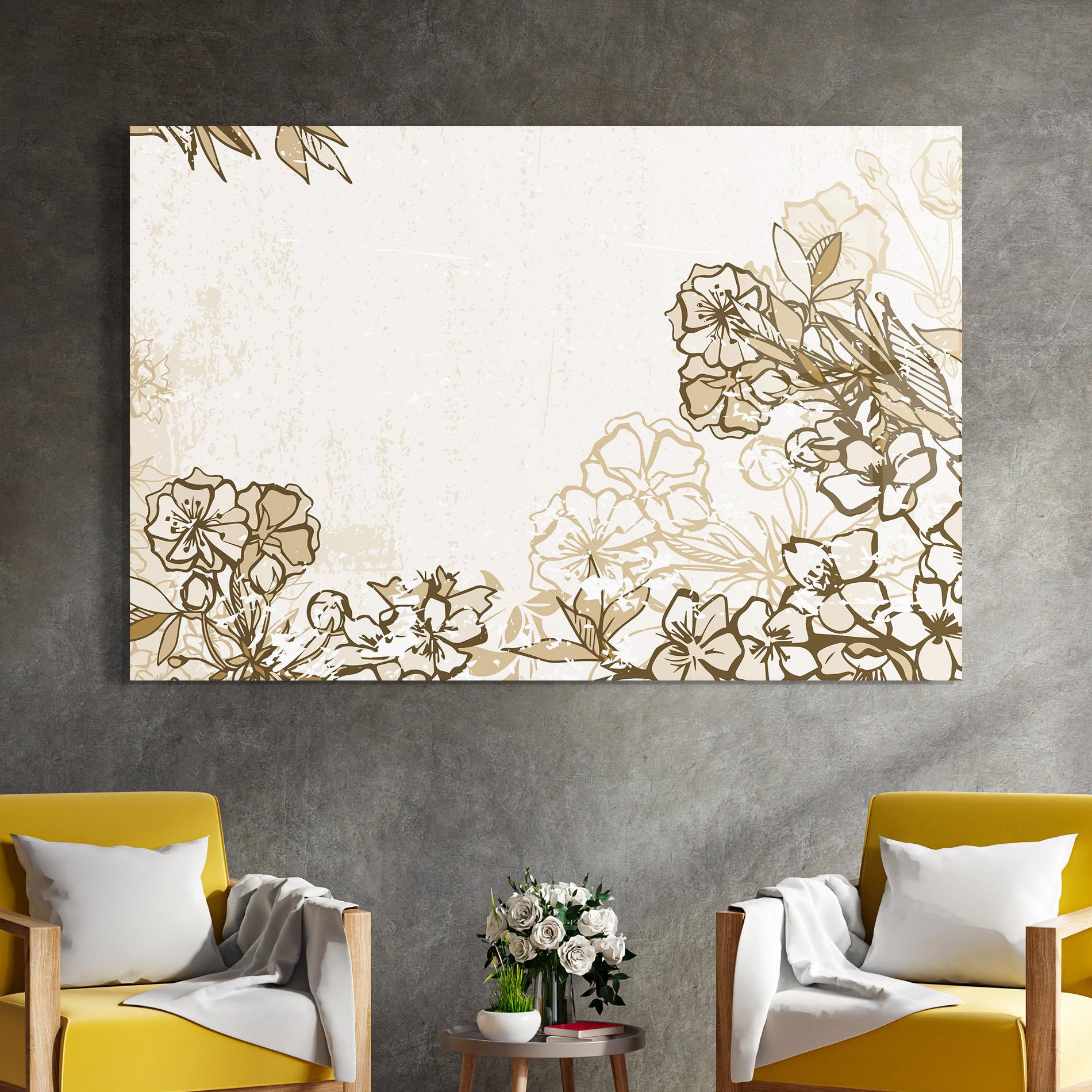 Tablou Sticla Cream Brown Flower mockup 4