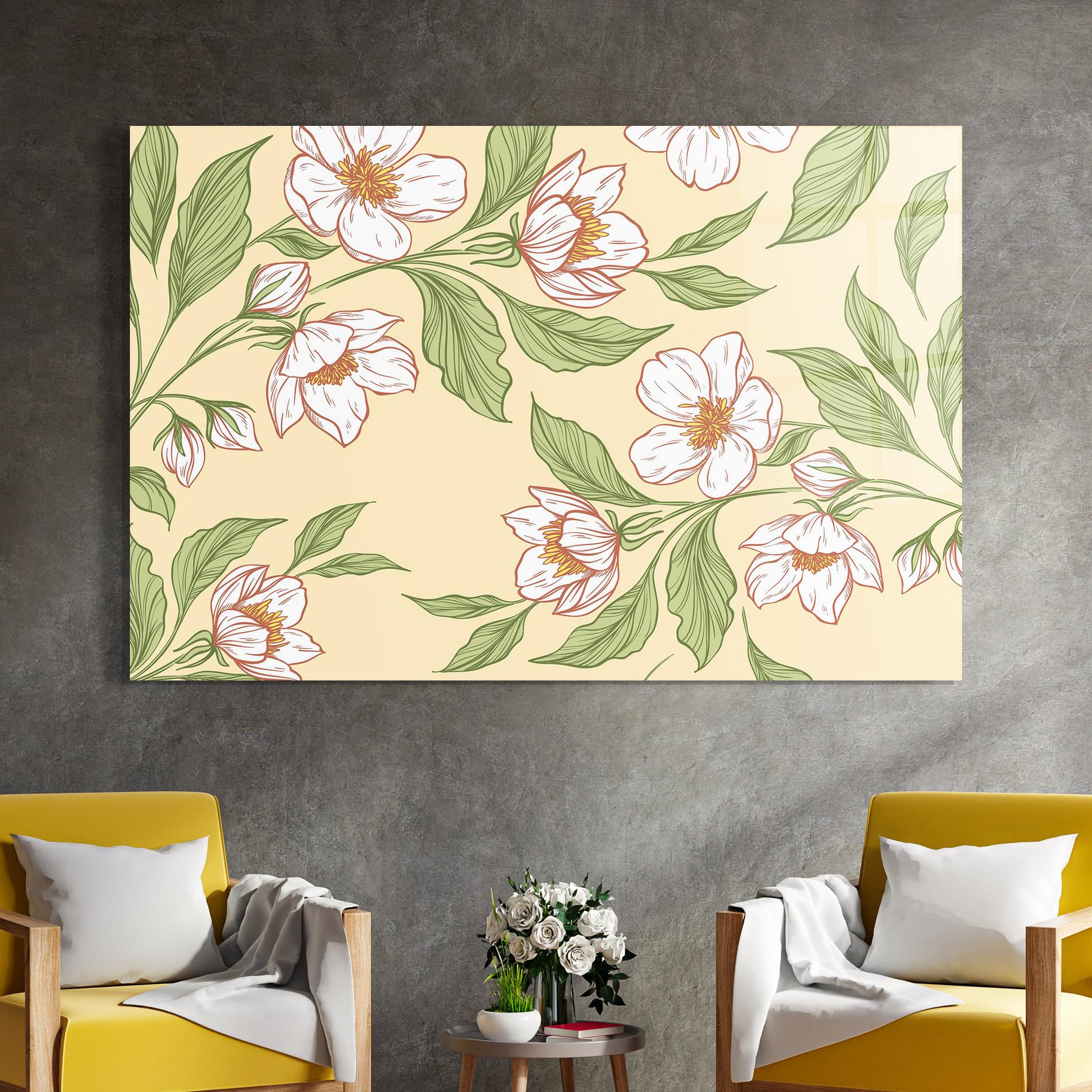 Tablou Sticla Cream Flower White mockup 4