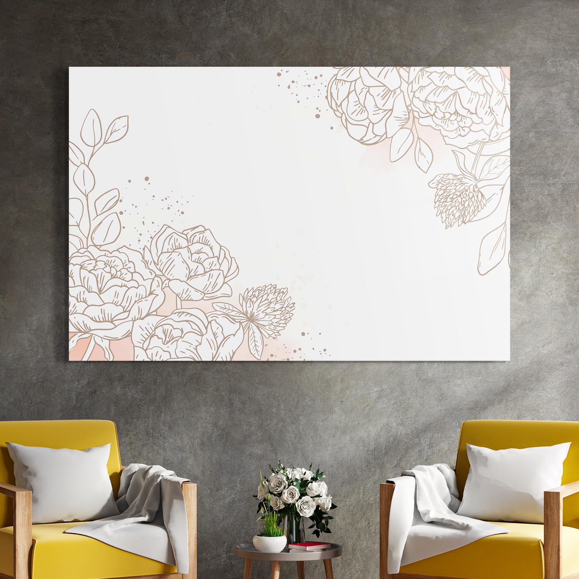 Tablou Sticla Cream Line Flower mockup 4
