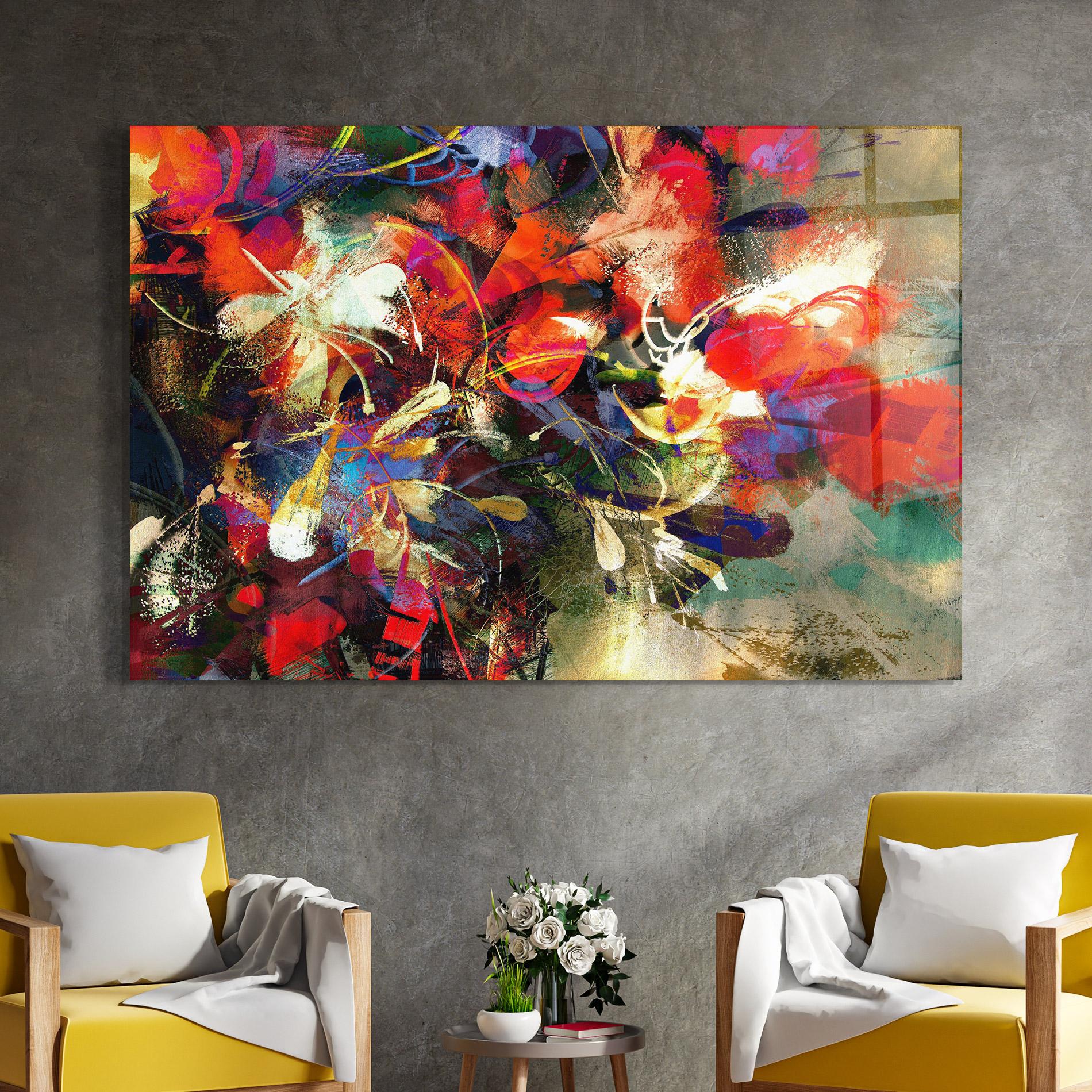 Tablou Sticla Flori Abstracte mockup 4