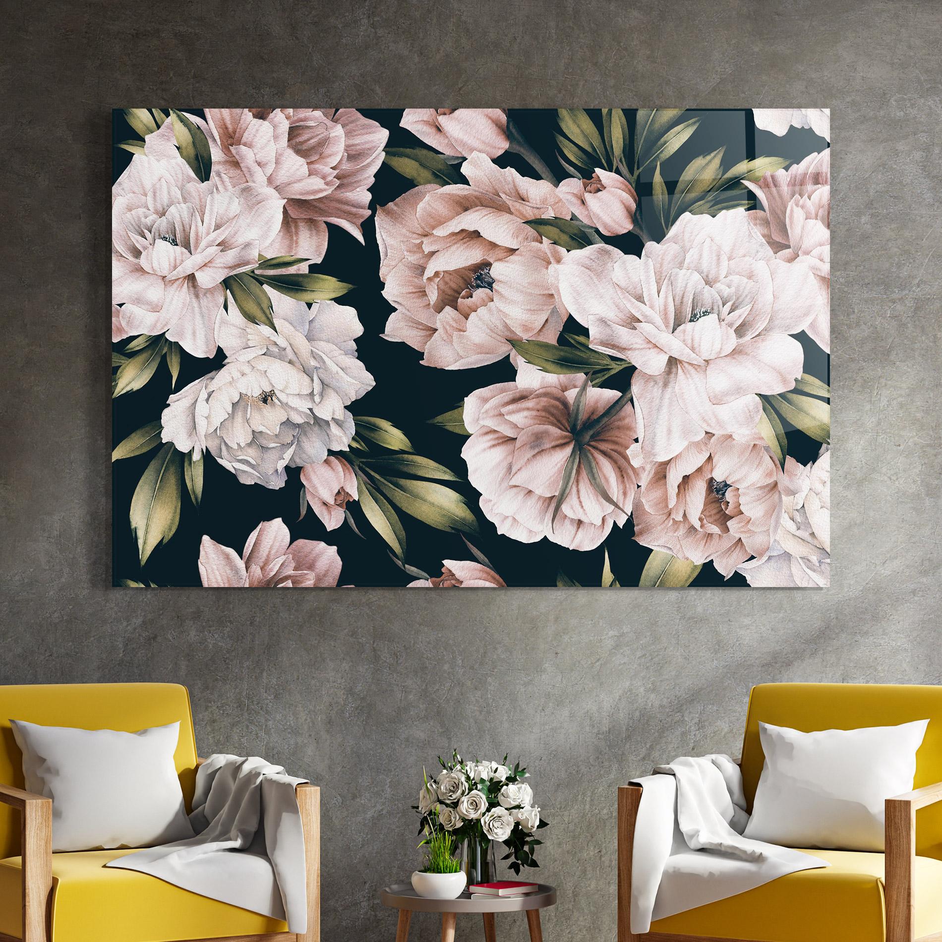 Tablou Sticla Flori De Bujori mockup 4