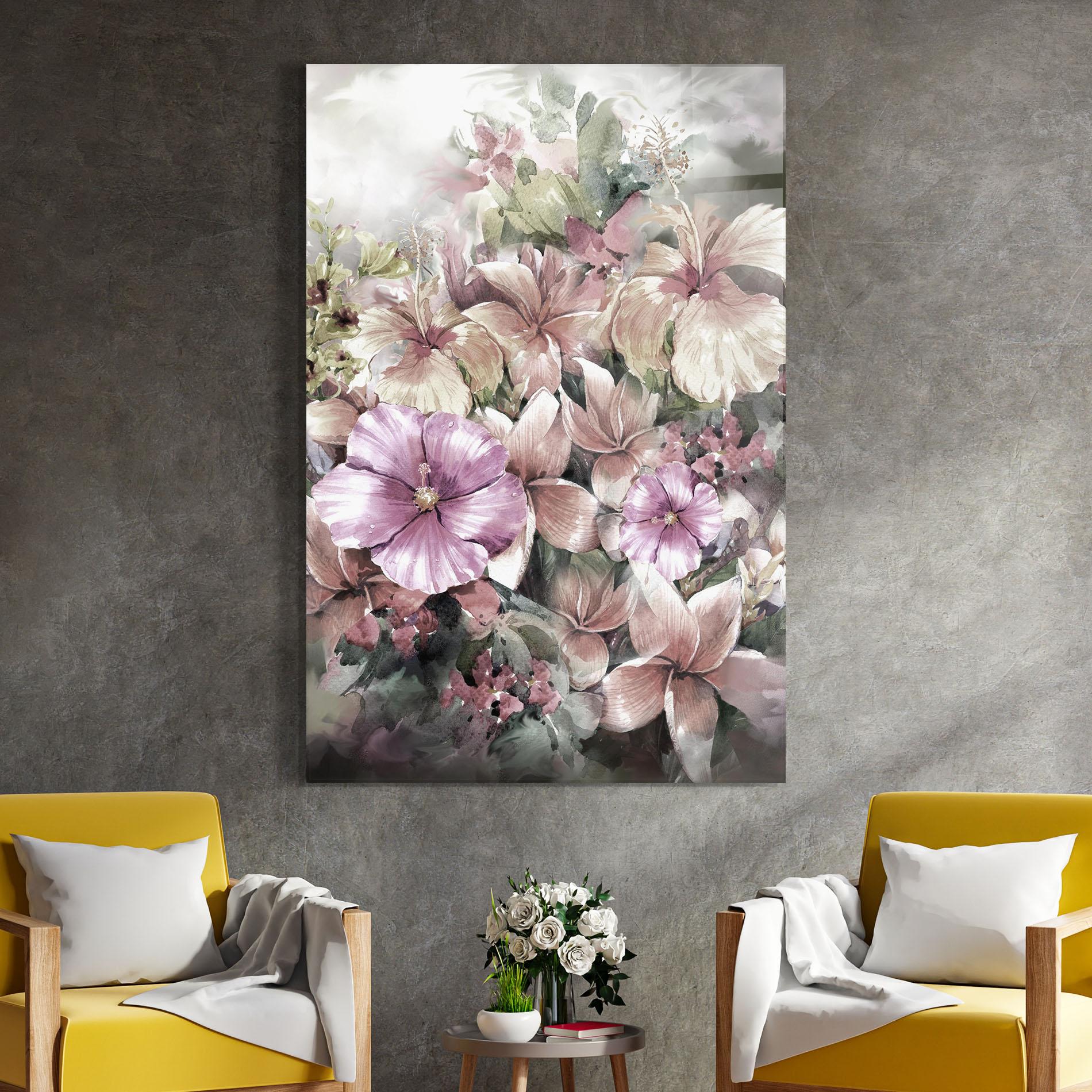 Tablou Sticla Contrastul De Flori mockup 4