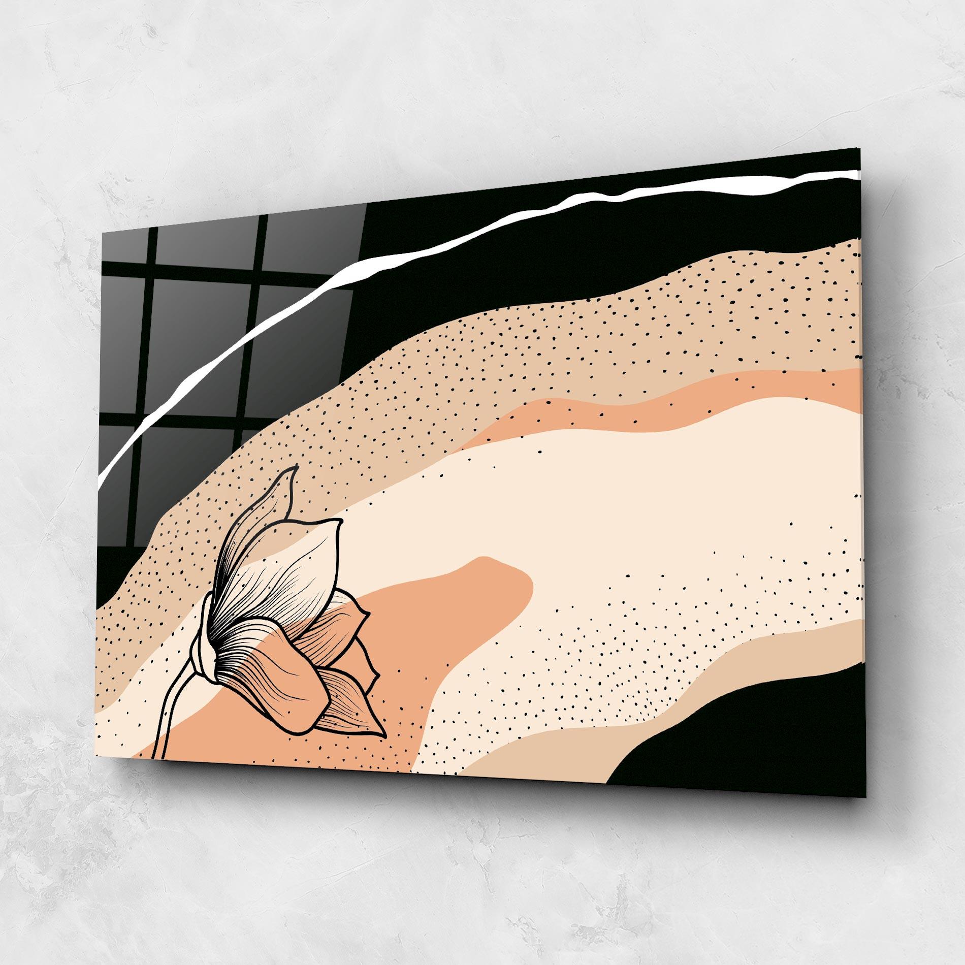 Tablou Sticla Black Line Art Plant mockup 1