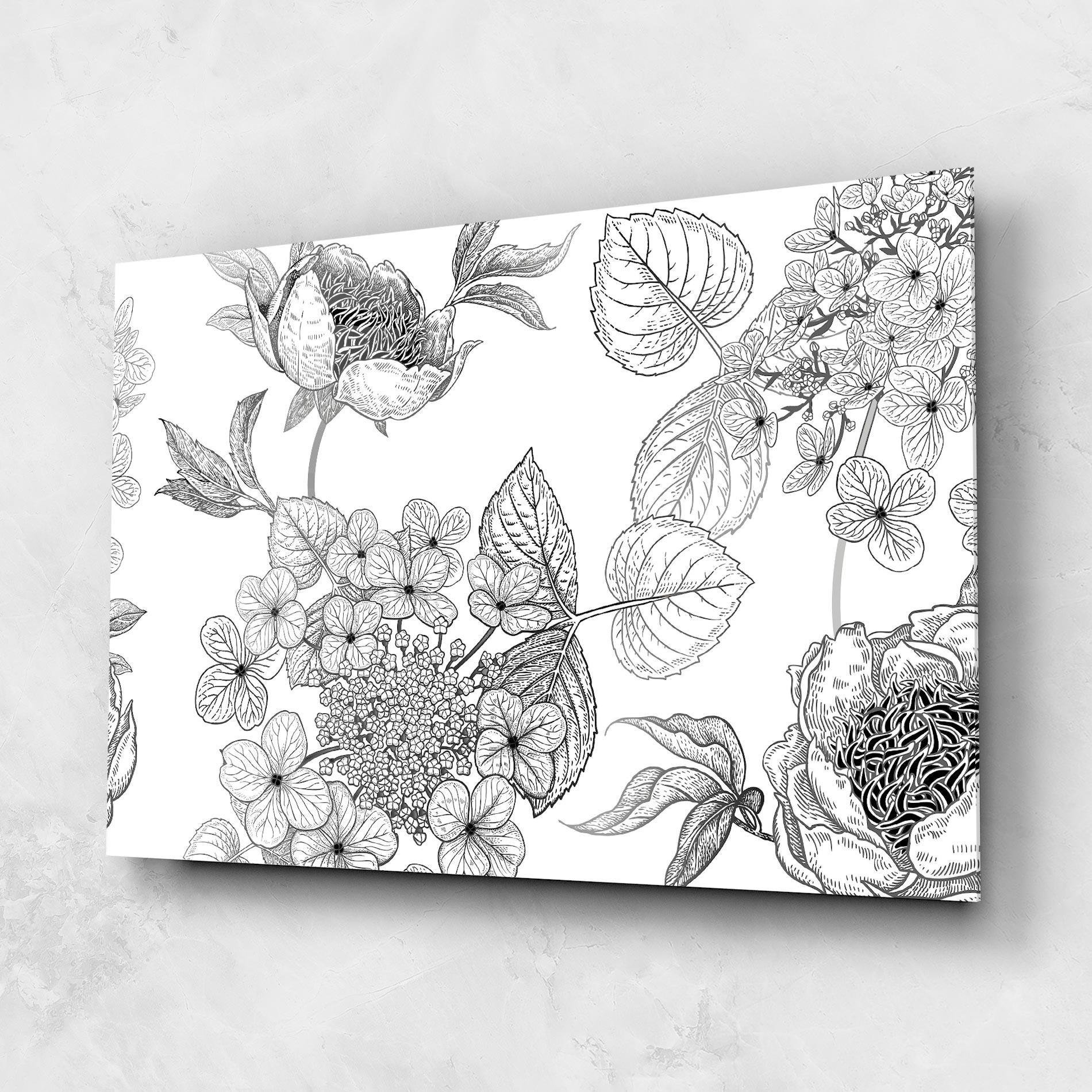 Tablou Sticla Black Line Flower mockup 1