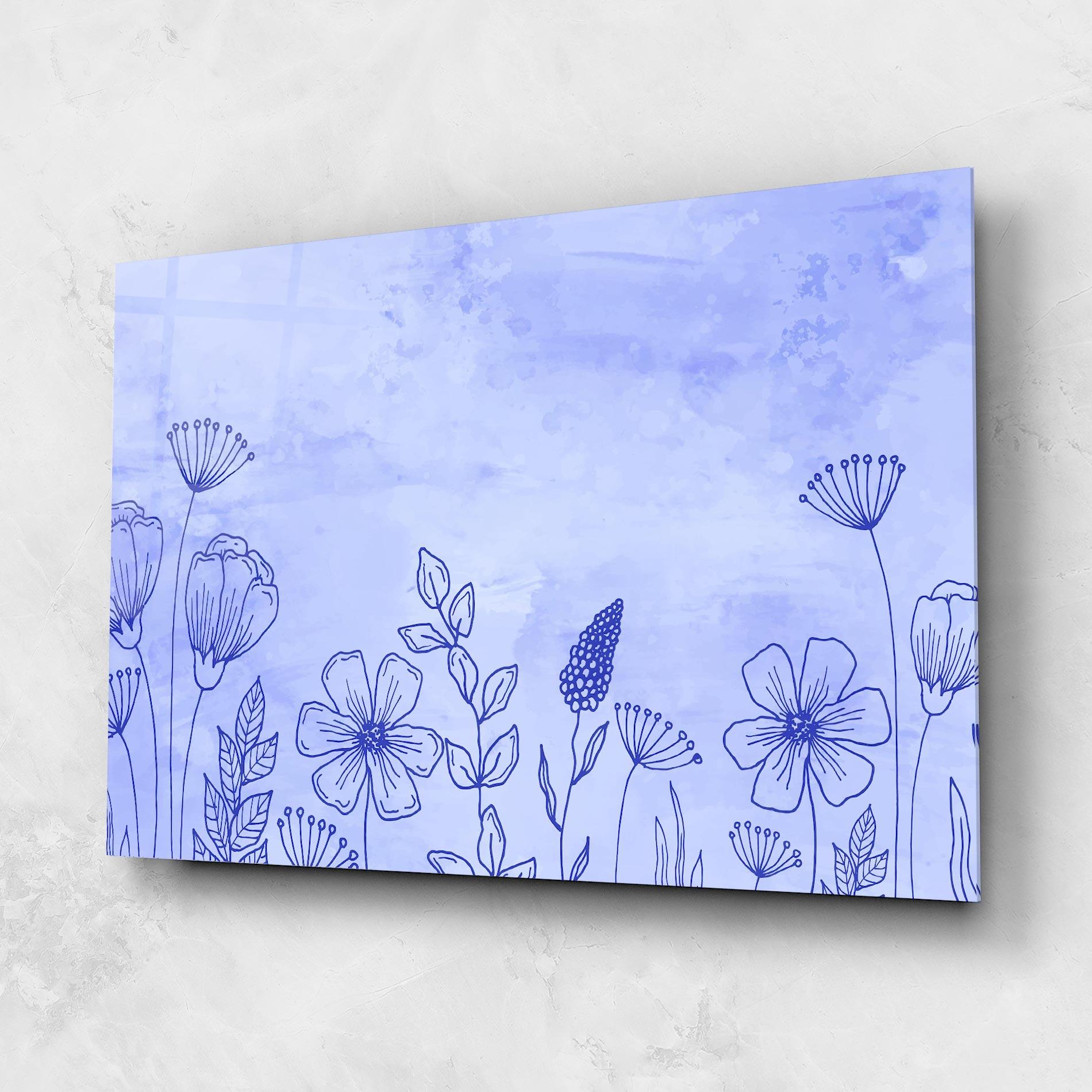 Tablou Sticla Blue Line Plant mockup 1