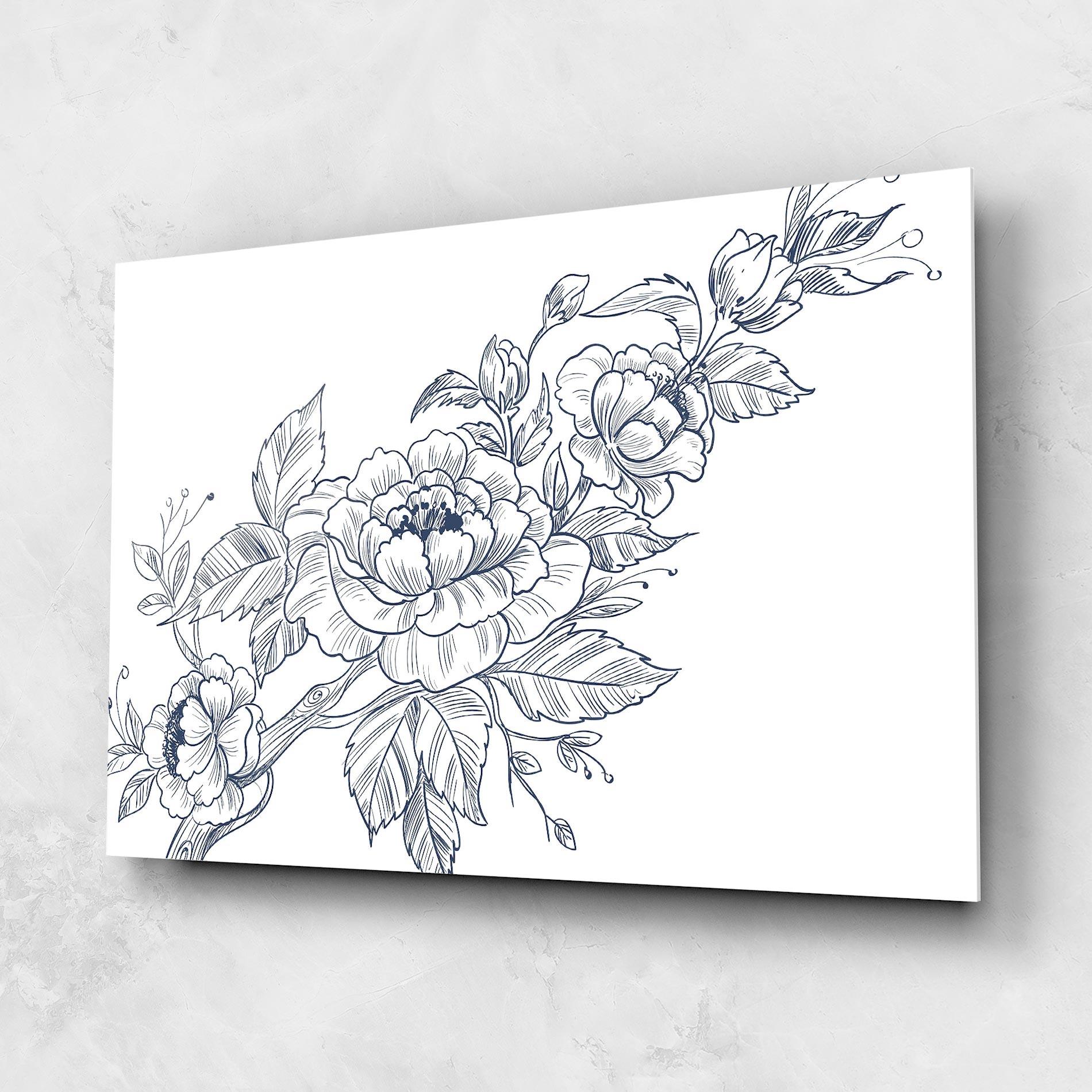 Tablou Sticla Blue Line Roses mockup 1