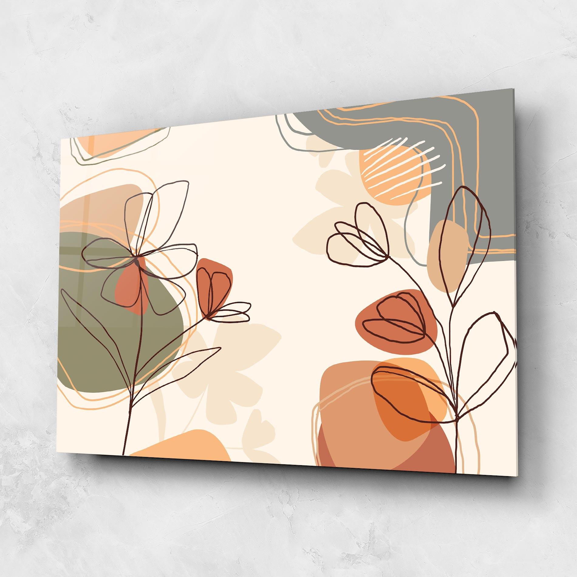Tablou Sticla Brown Line Plants mockup 1