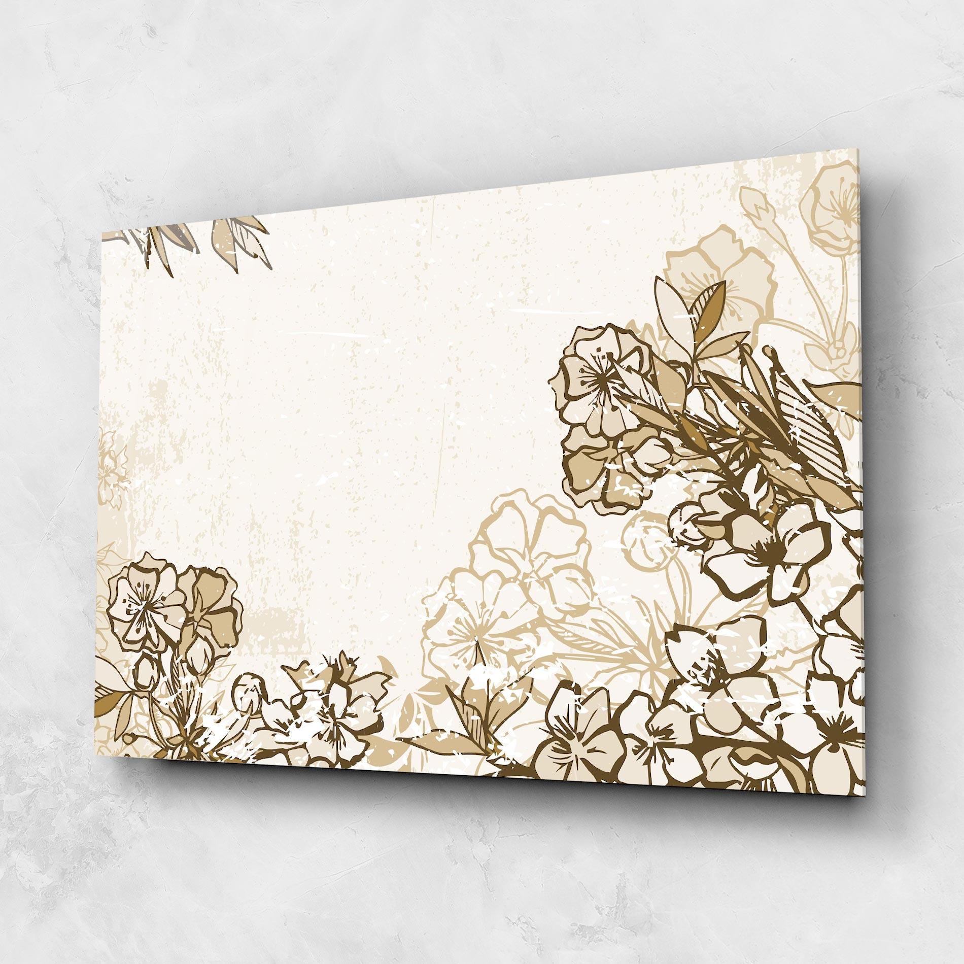 Tablou Sticla Cream Brown Flower mockup 1
