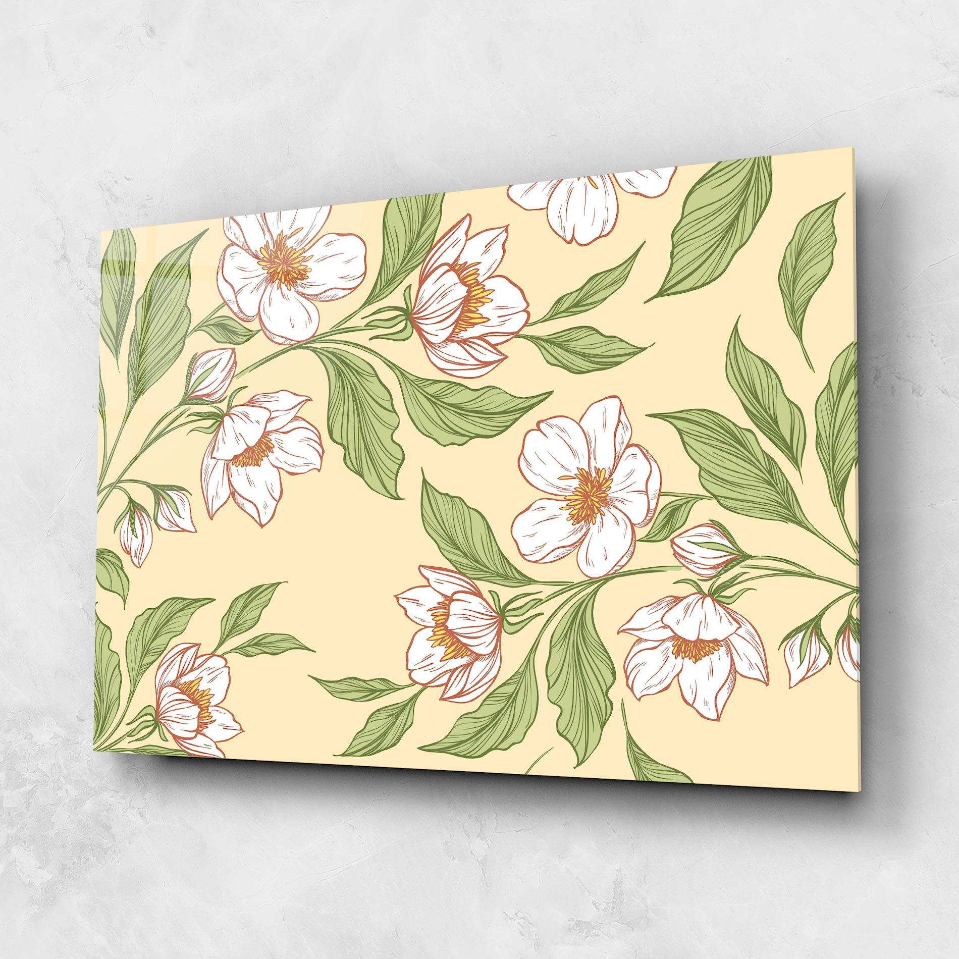 Tablou Sticla Cream Flower White mockup 1