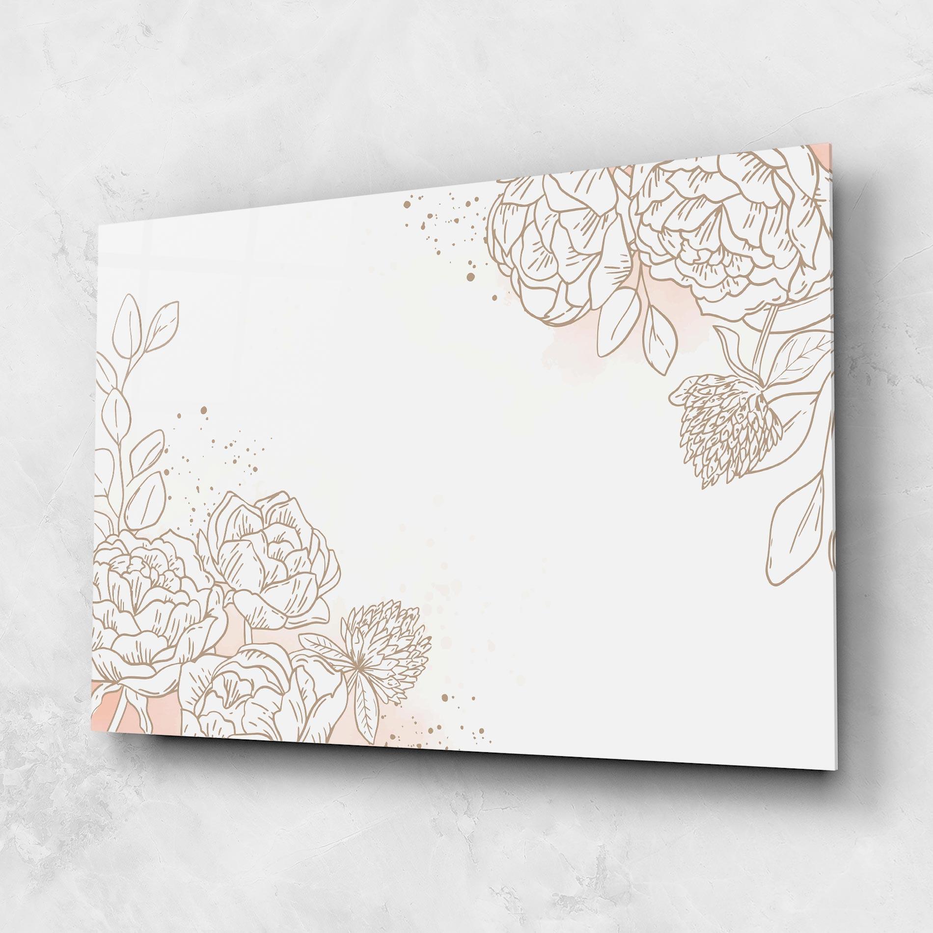 Tablou Sticla Cream Line Flower mockup 1