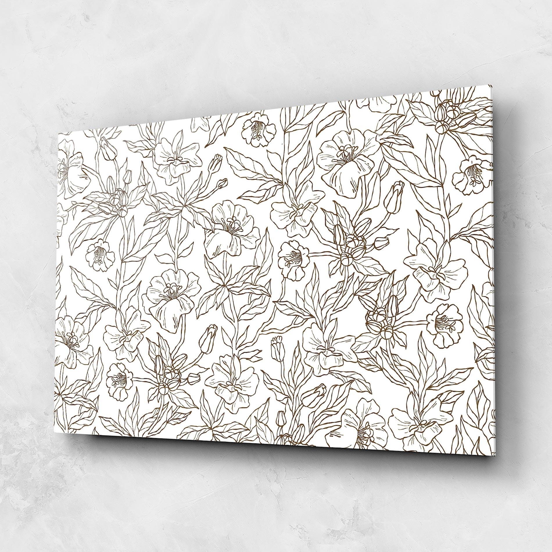 Tablou Sticla Cream Line Flowers mockup 1