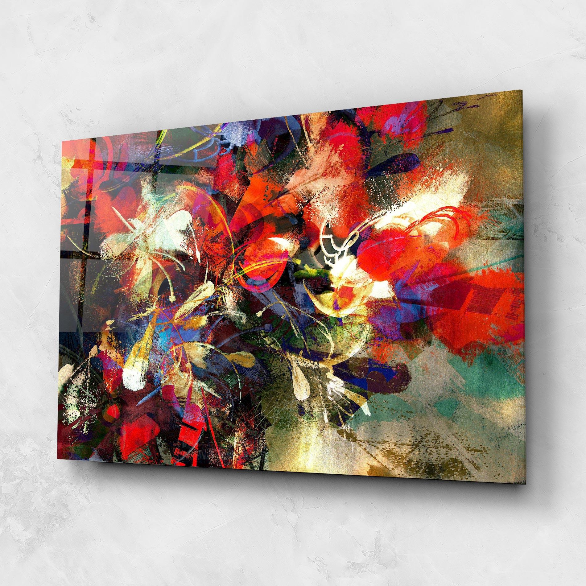 Tablou Sticla Flori Abstracte mockup 1