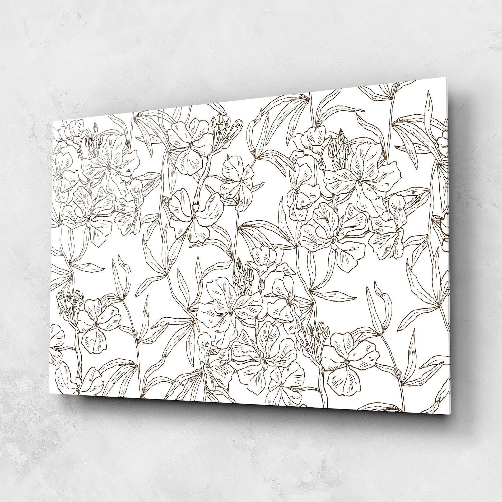 Tablou Sticla Flower Brown Line mockup 1