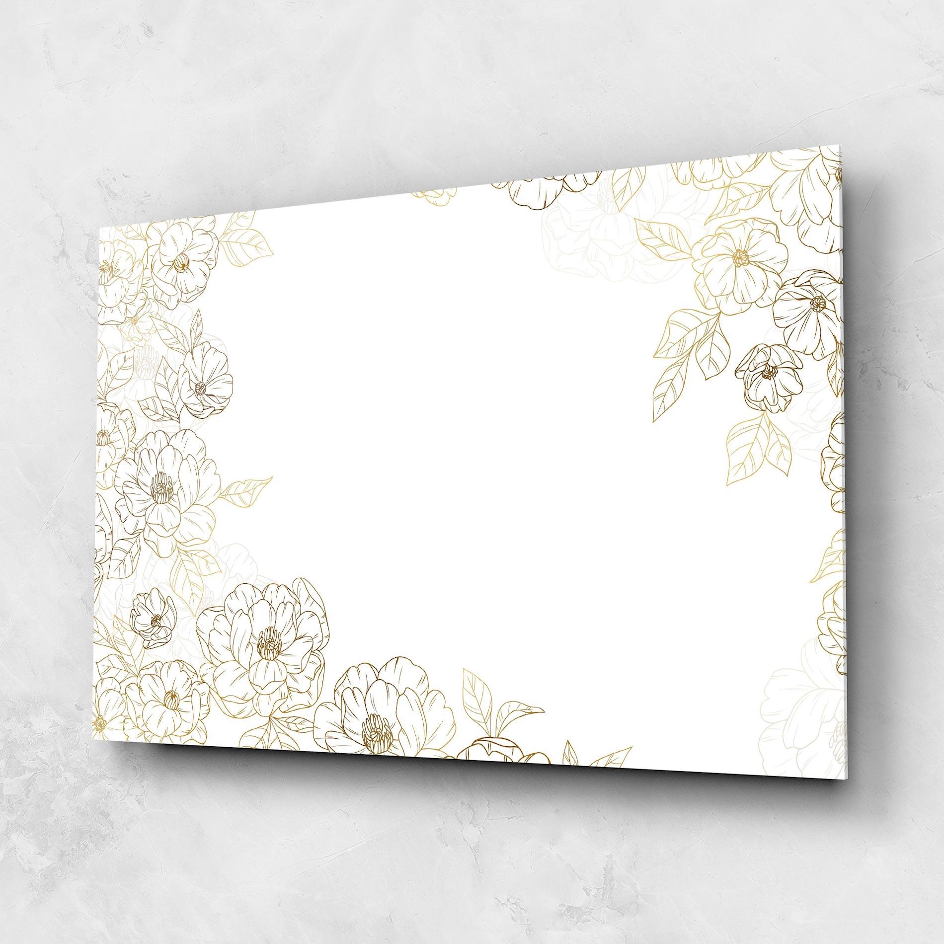Tablou Sticla Flower Gold Line mockup 1