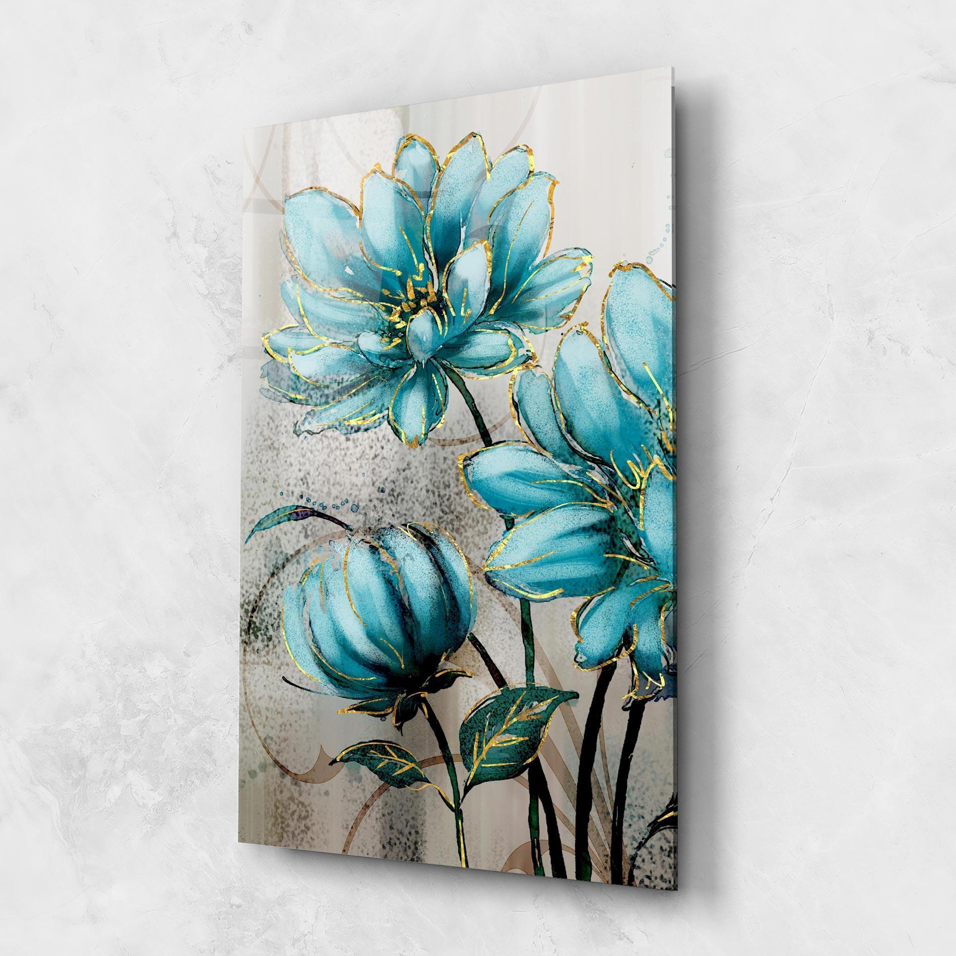 Tablou Sticla Bujori Albastri mockup 1