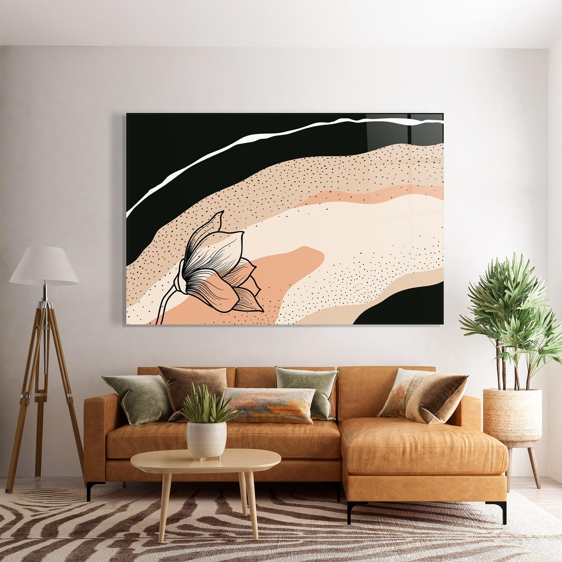 Tablou Sticla Black Line Art Plant mockup 7