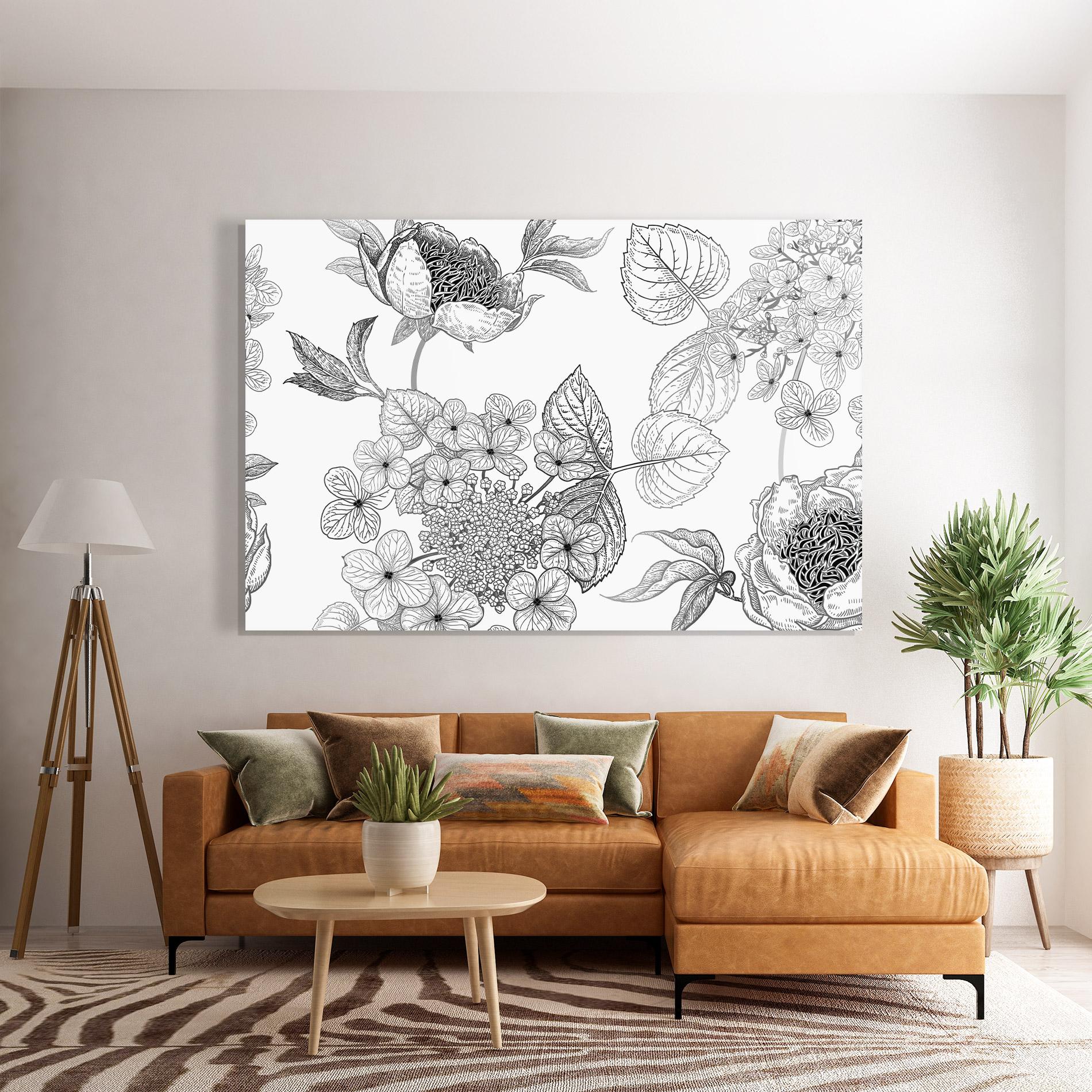 Tablou Sticla Black Line Flower mockup 7