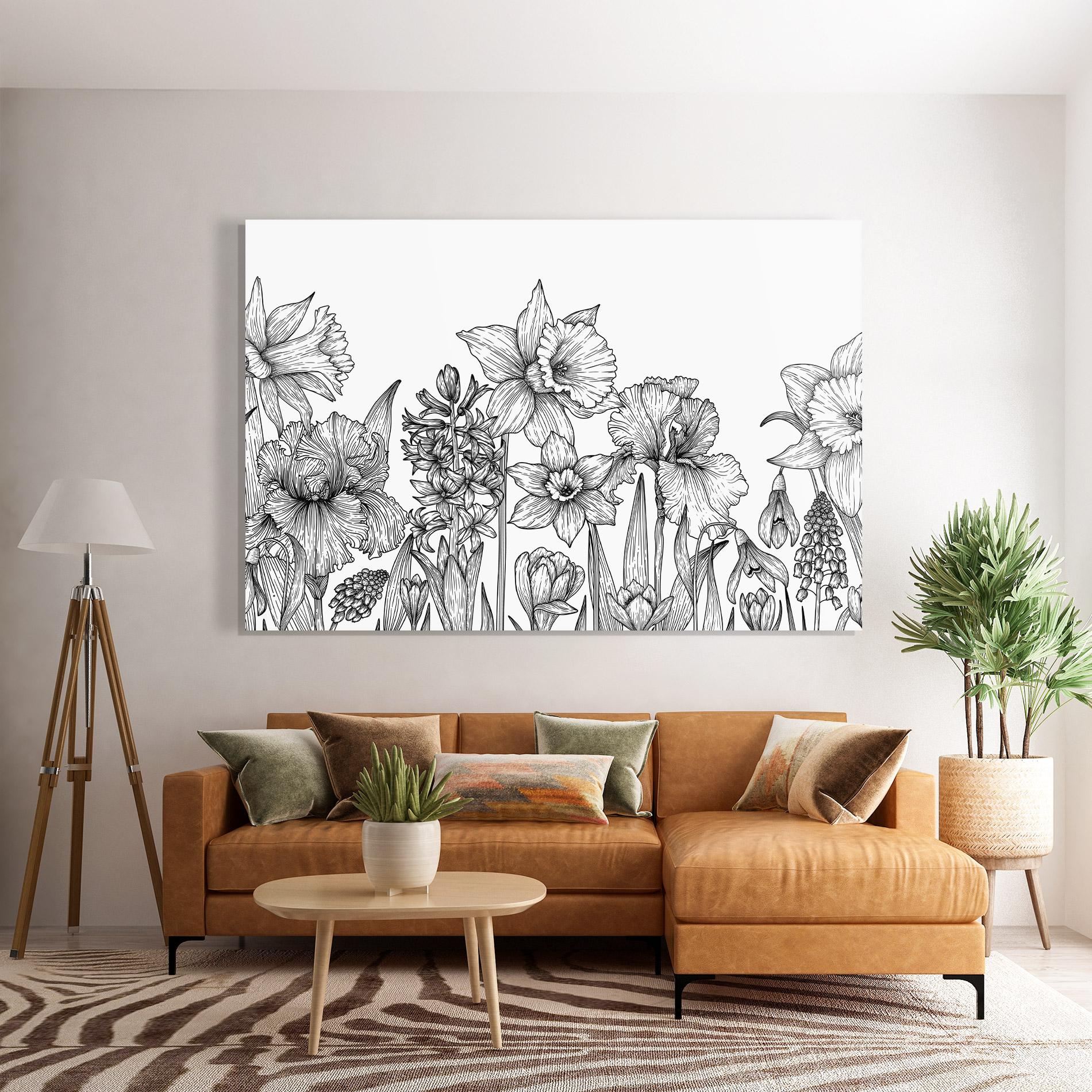 Tablou Sticla Black Line Plant mockup 7