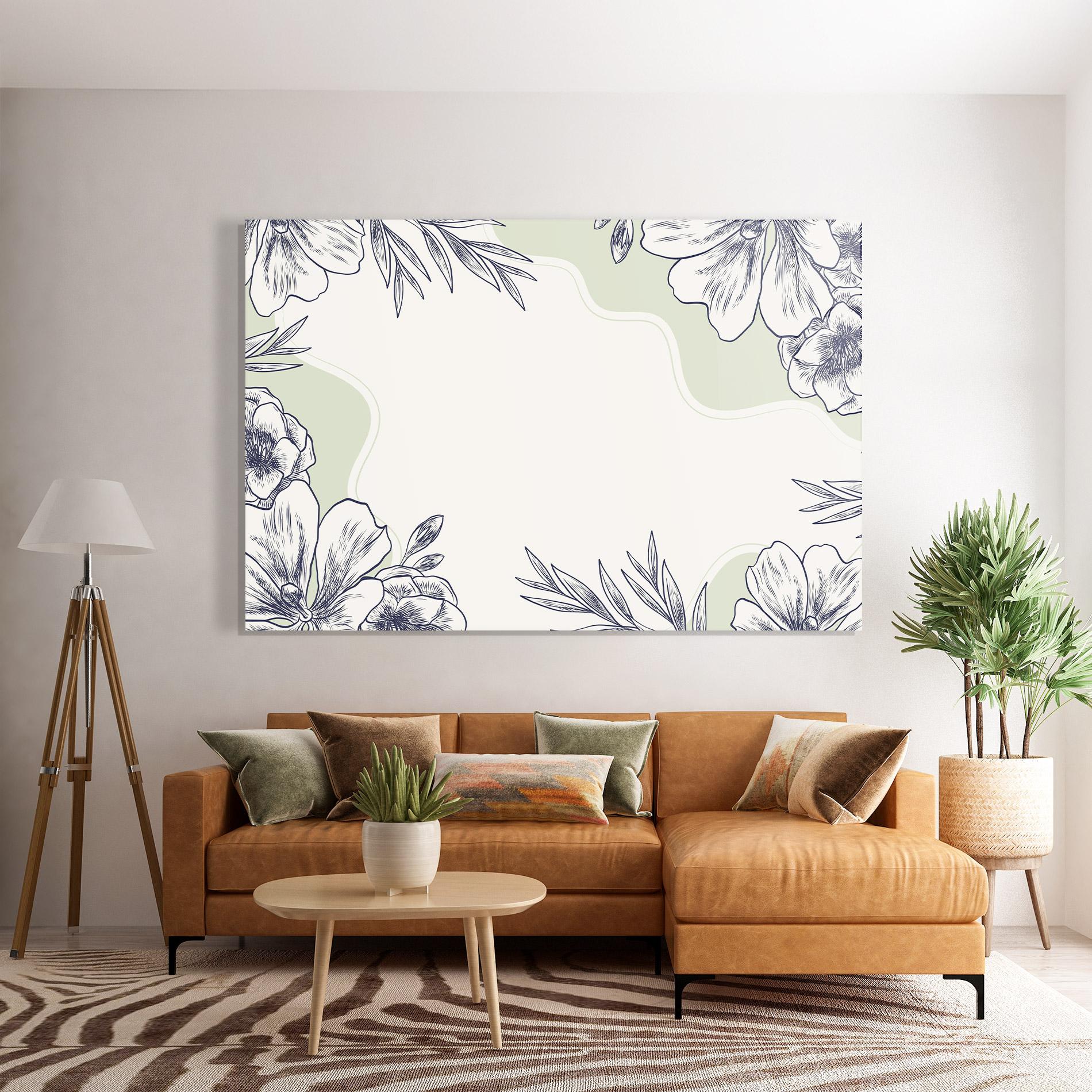 Tablou Sticla Blue Line Green mockup 7